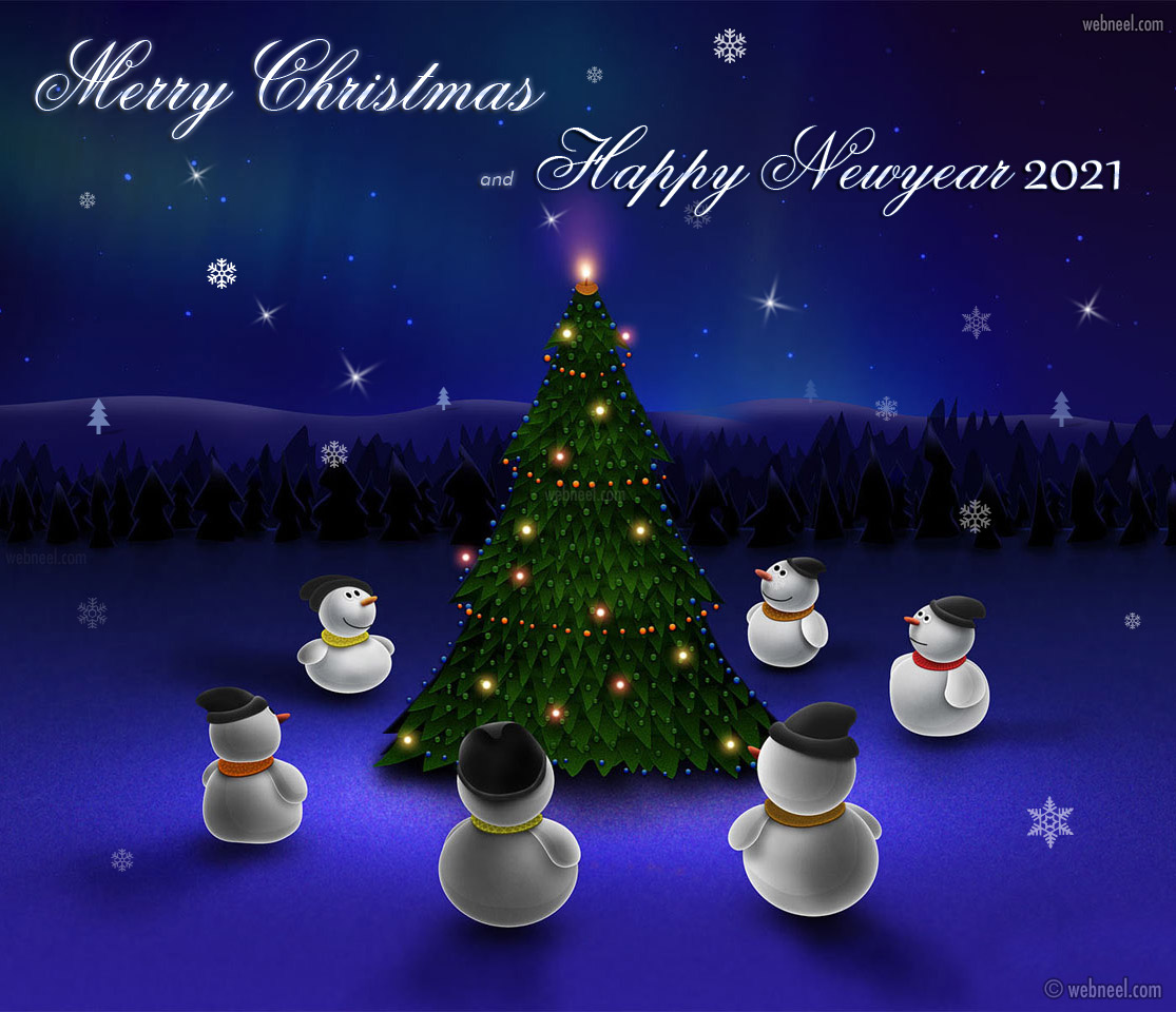 Happy New Year Merry Christmas 2021 Greeting Wallpapers