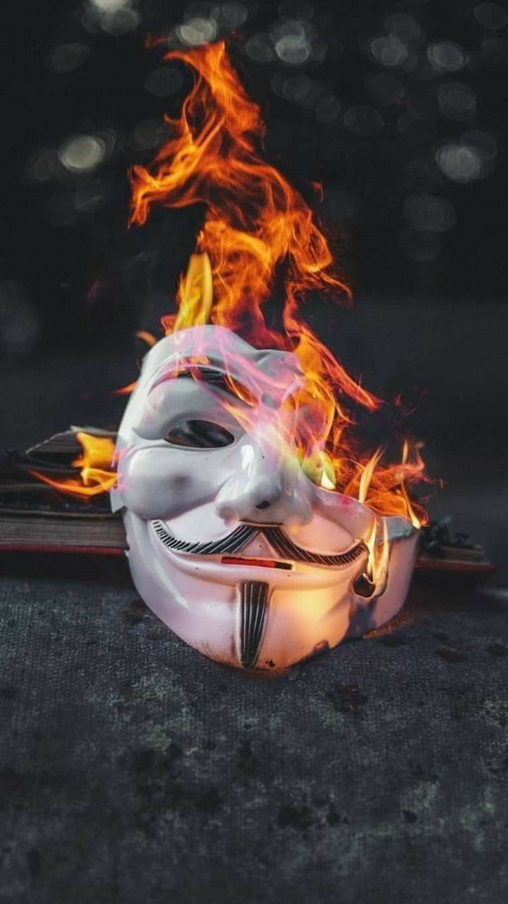 Anonymous With Orange Eyes Wallpapers