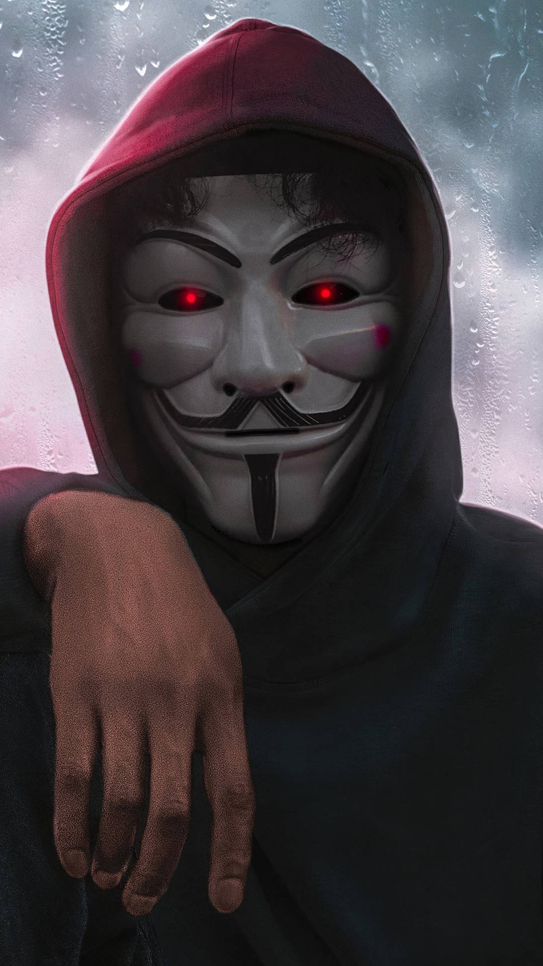 Anonymous With Orange Eyes Wallpapers