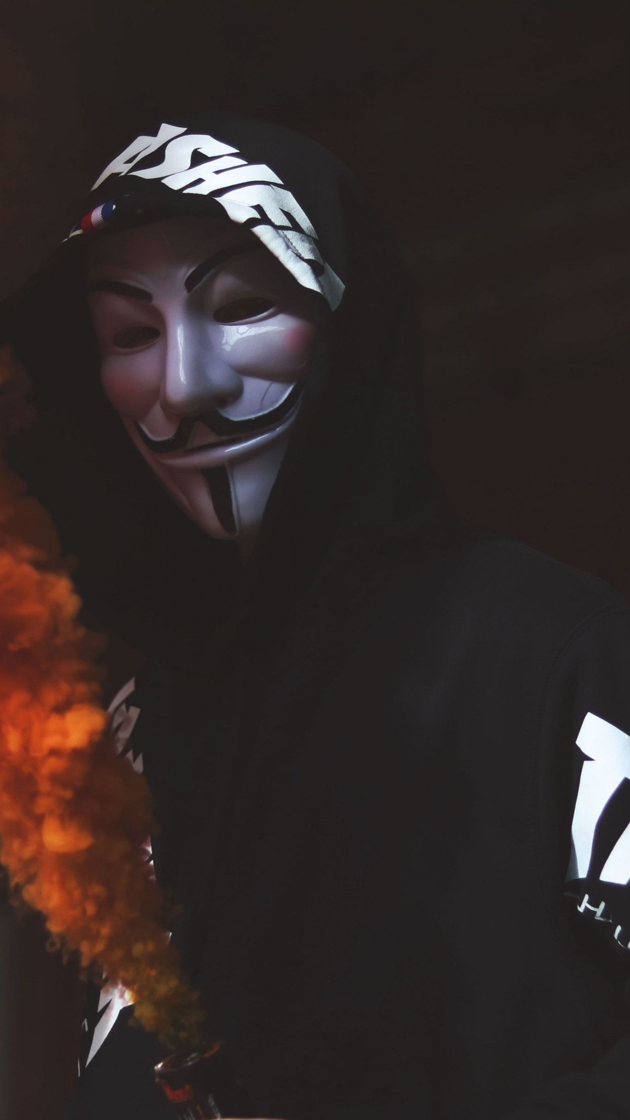 Anonymous With Orange Eyes Wallpapers