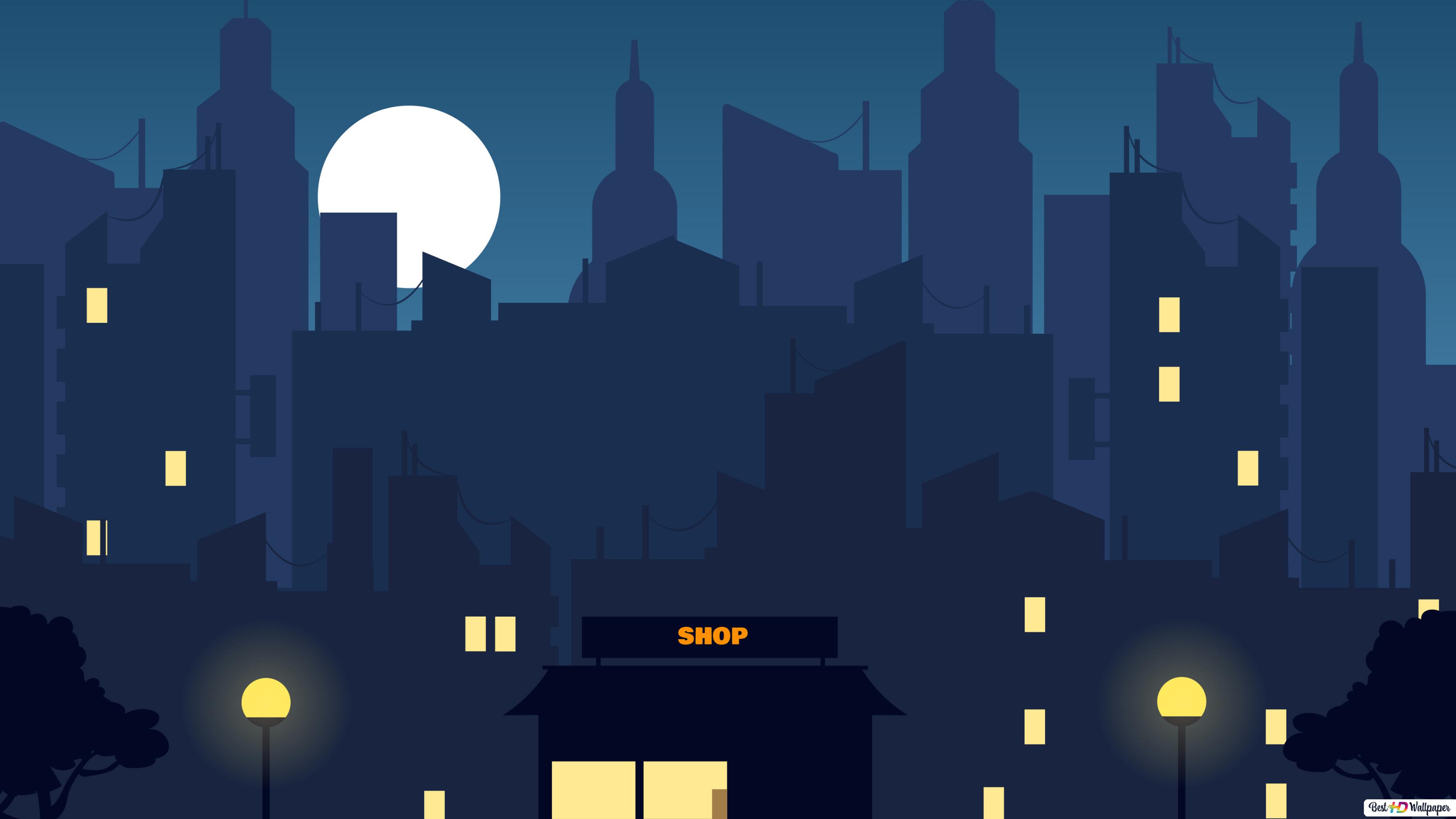 Cartoon City Night Wallpapers