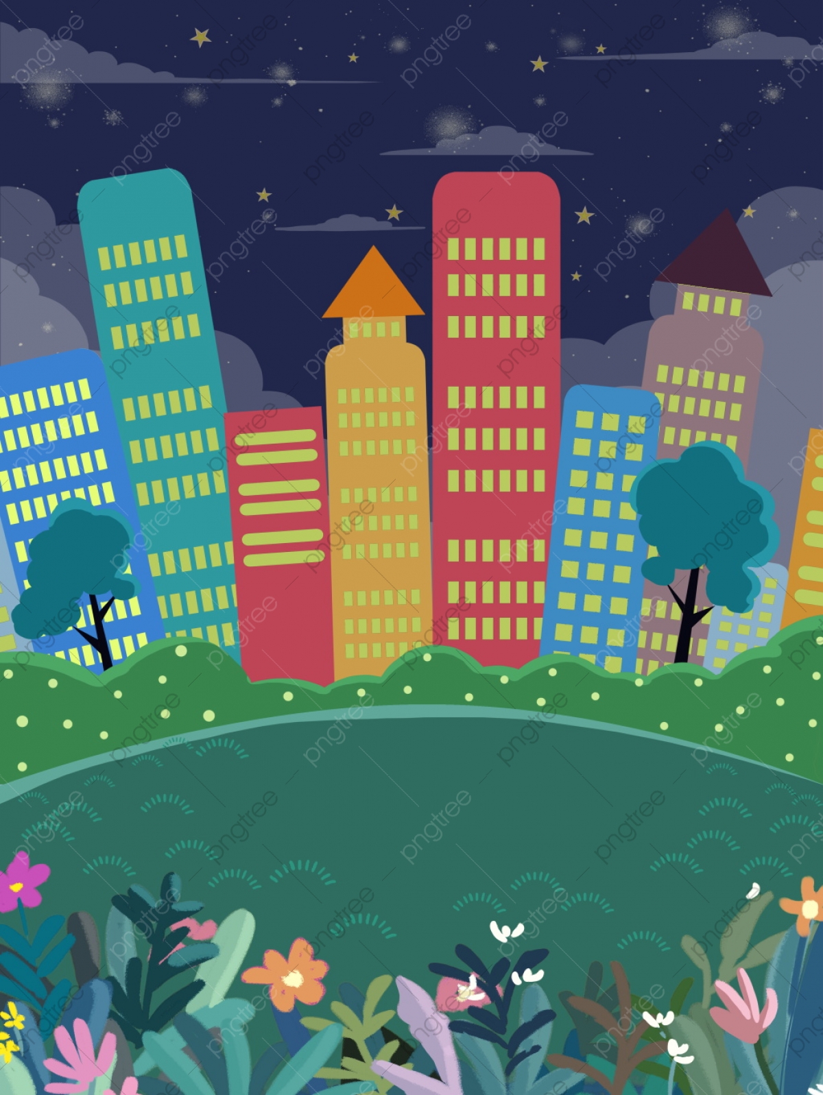 Cartoon City Night Wallpapers