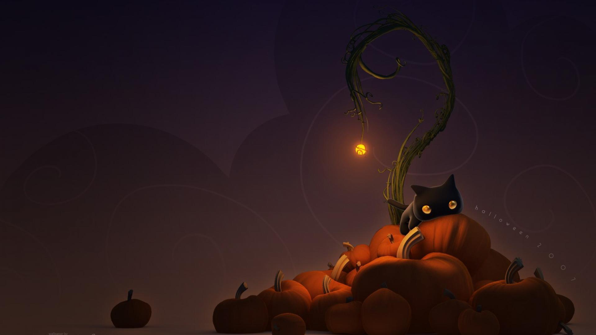 Cartoon Halloween Cat Desktop Wallpapers