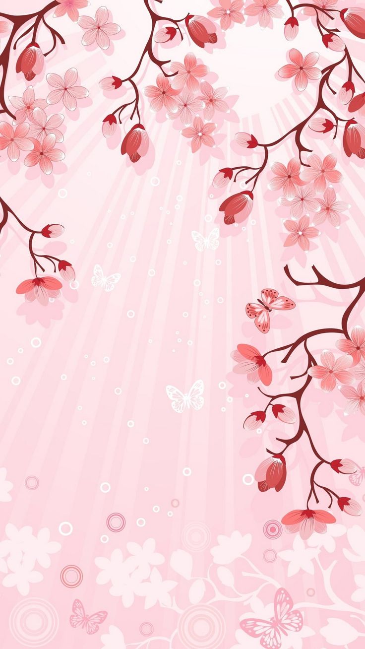 Cartoon Pink Flowers Iphone Wallpapers