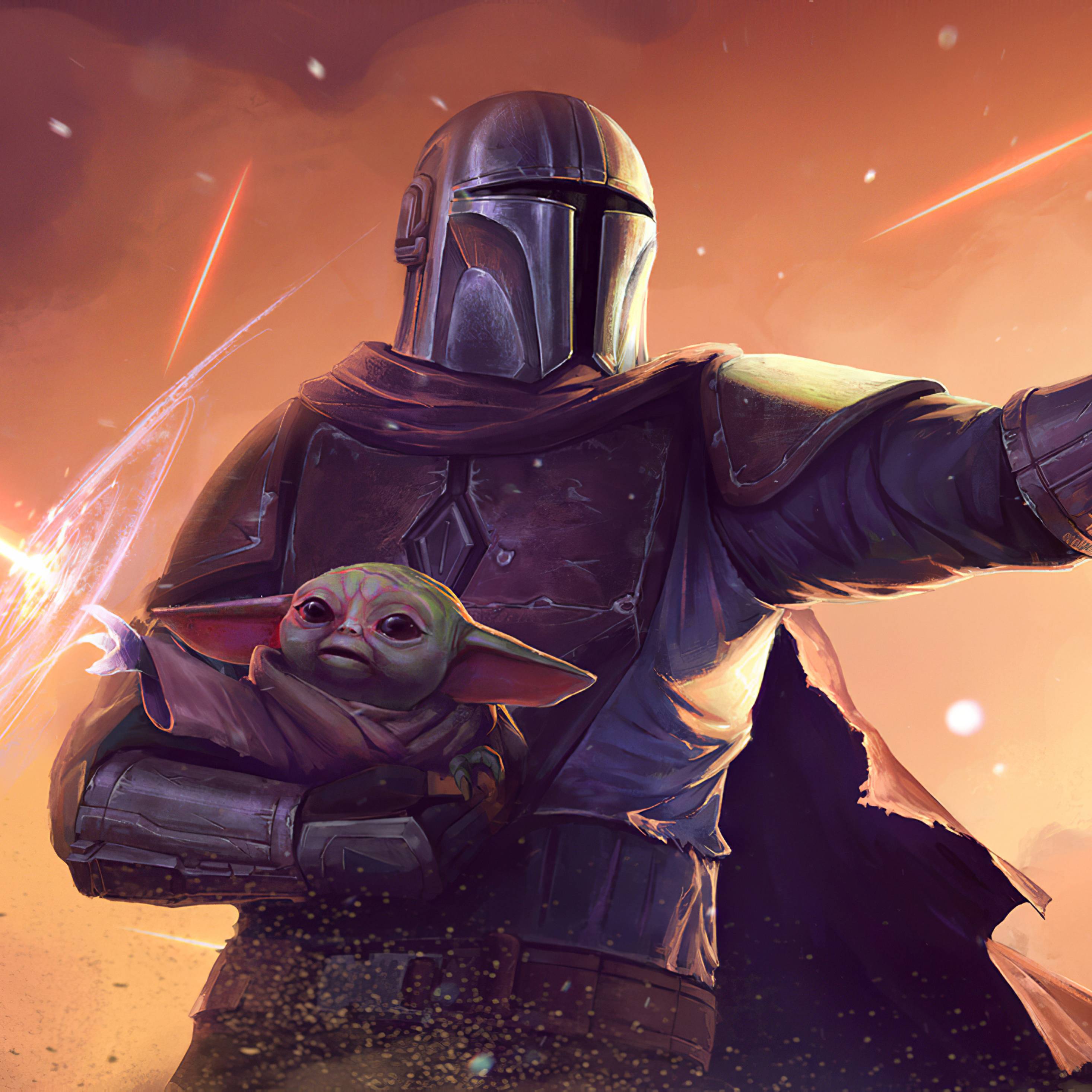 Baby Yoda And Mandalorian Fanart Wallpapers