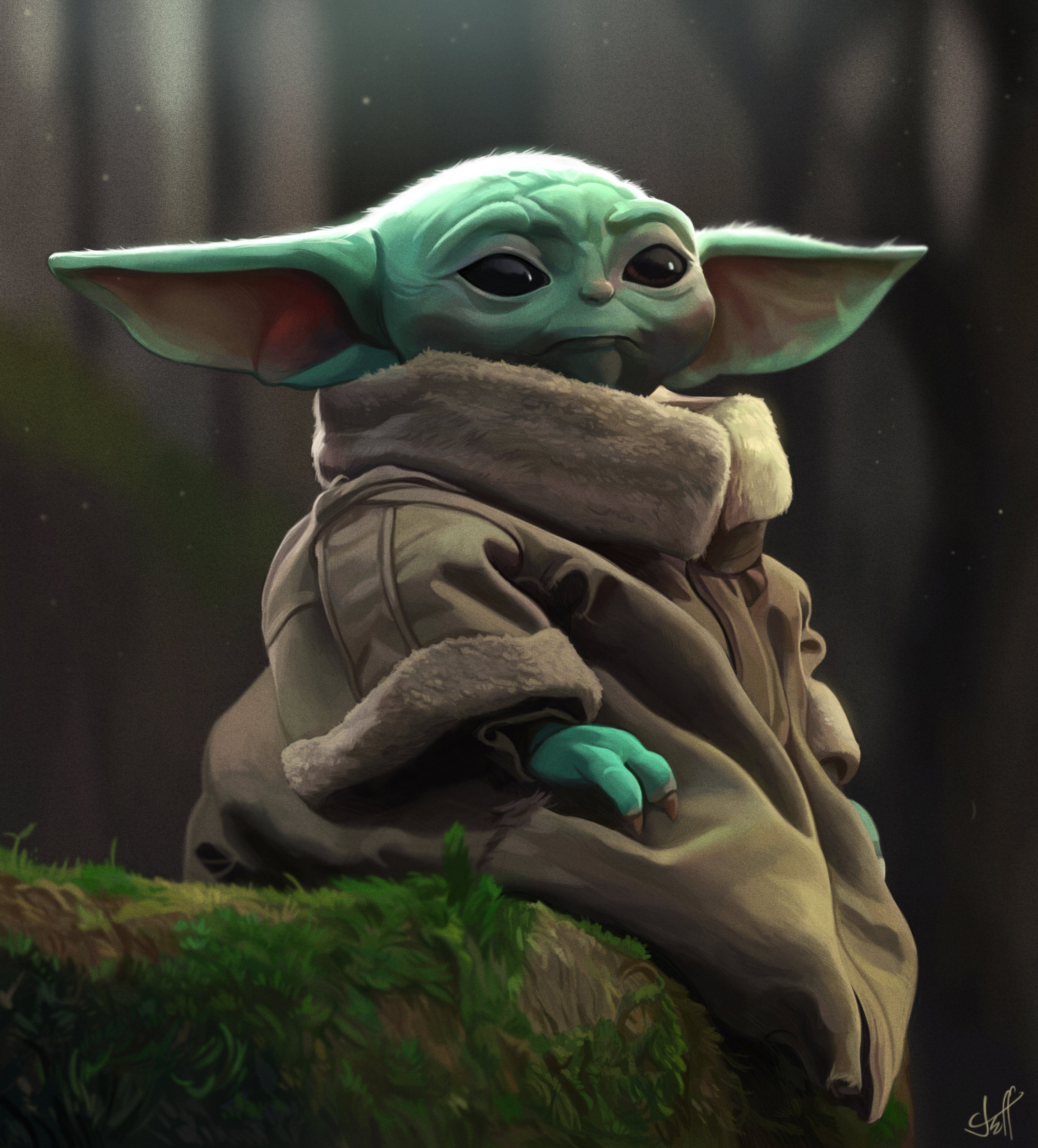 Baby Yoda Grogu Star Wars Art Wallpapers