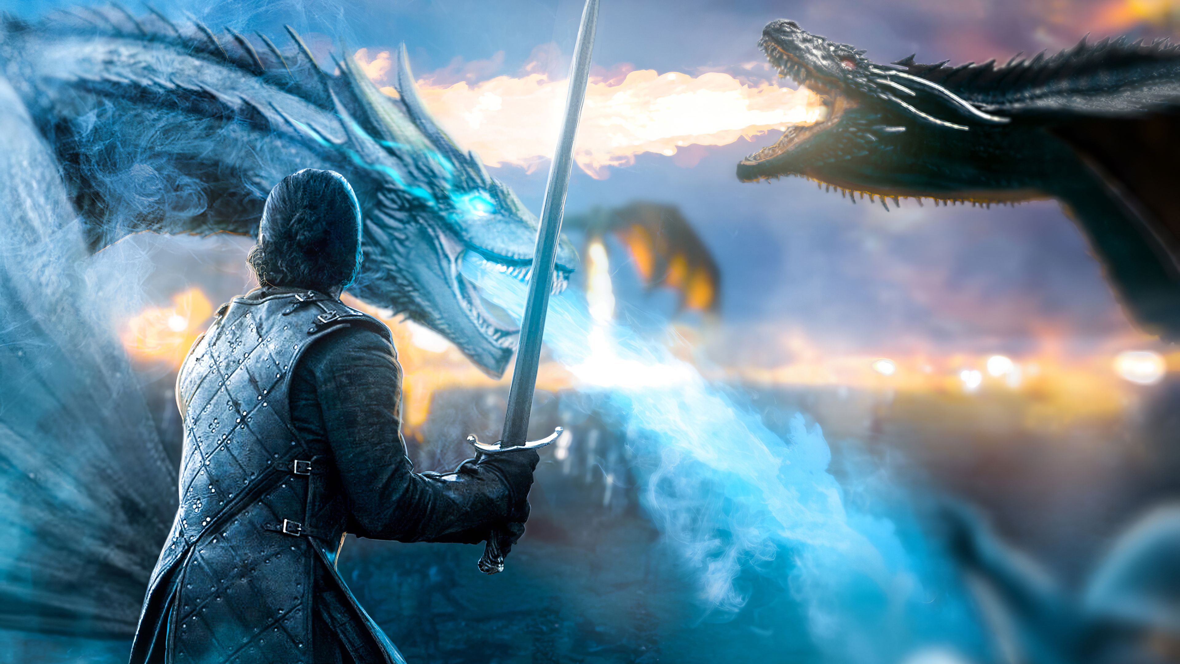 Battle Of Dragons Game Of Thrones 8 Art Wallpapers