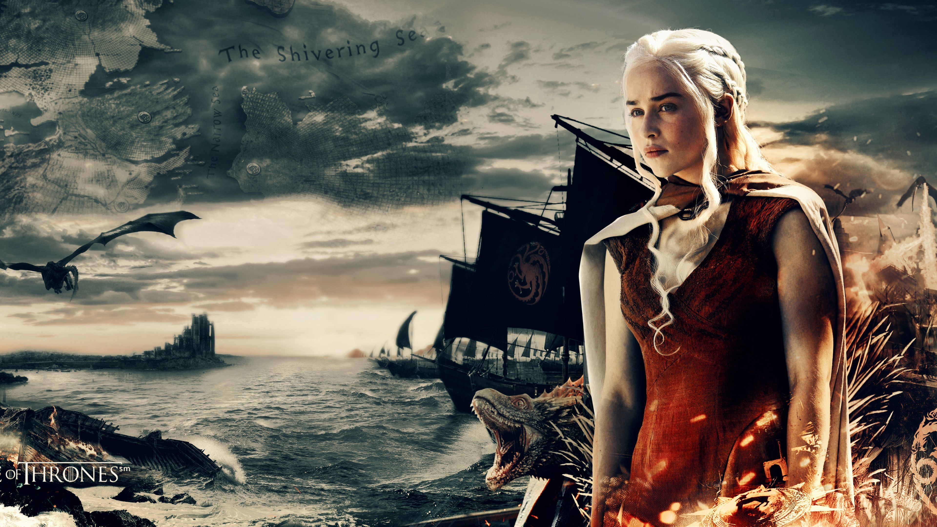 Daenerys Targaryen And Dragons In Fire Wallpapers