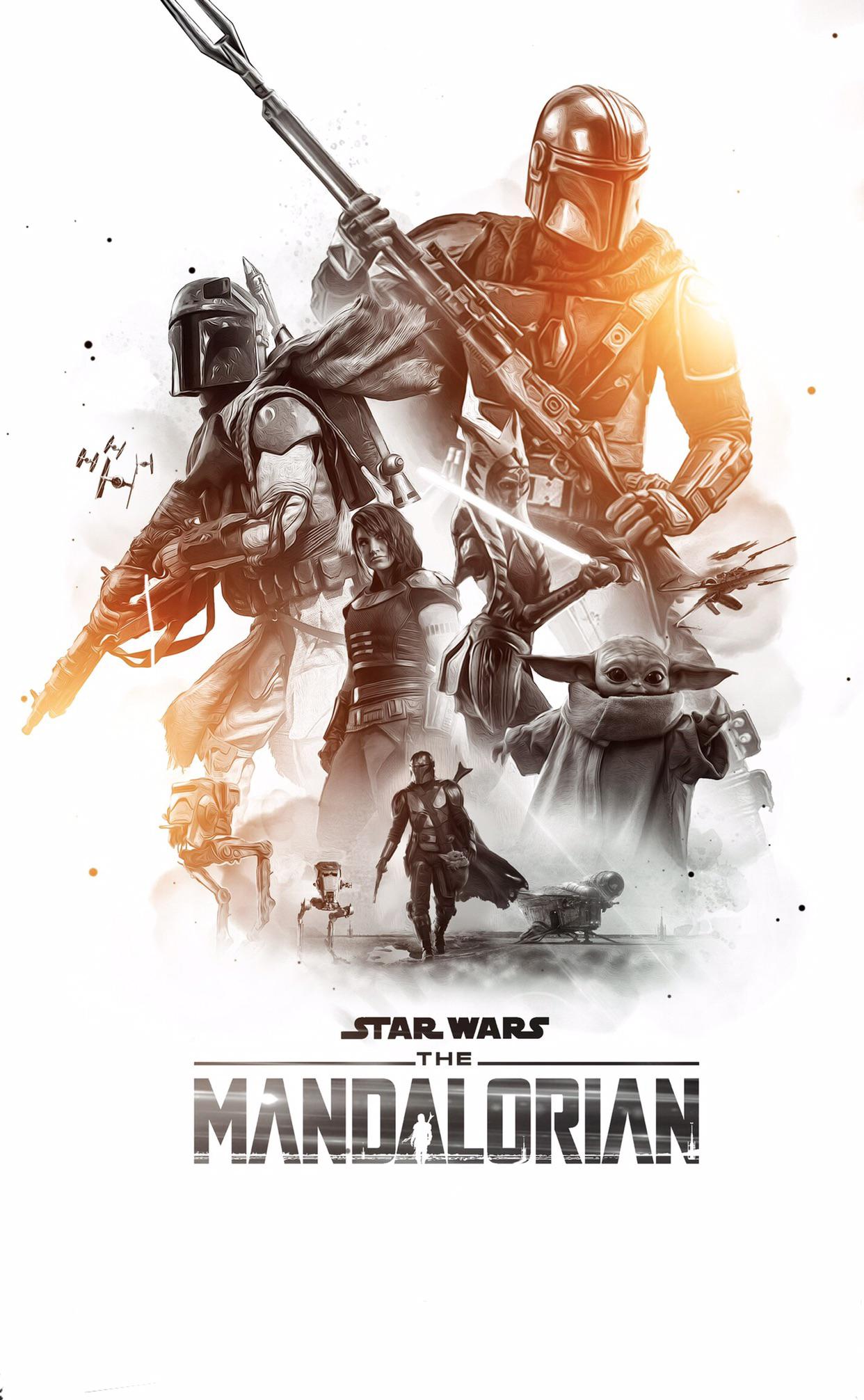 Disney Baby Yoda And The Mandalorian Poster Wallpapers