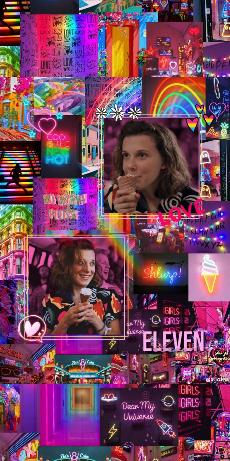 Millie Bobby Brown As Eleven In Stranger Things Logo Wallpapers