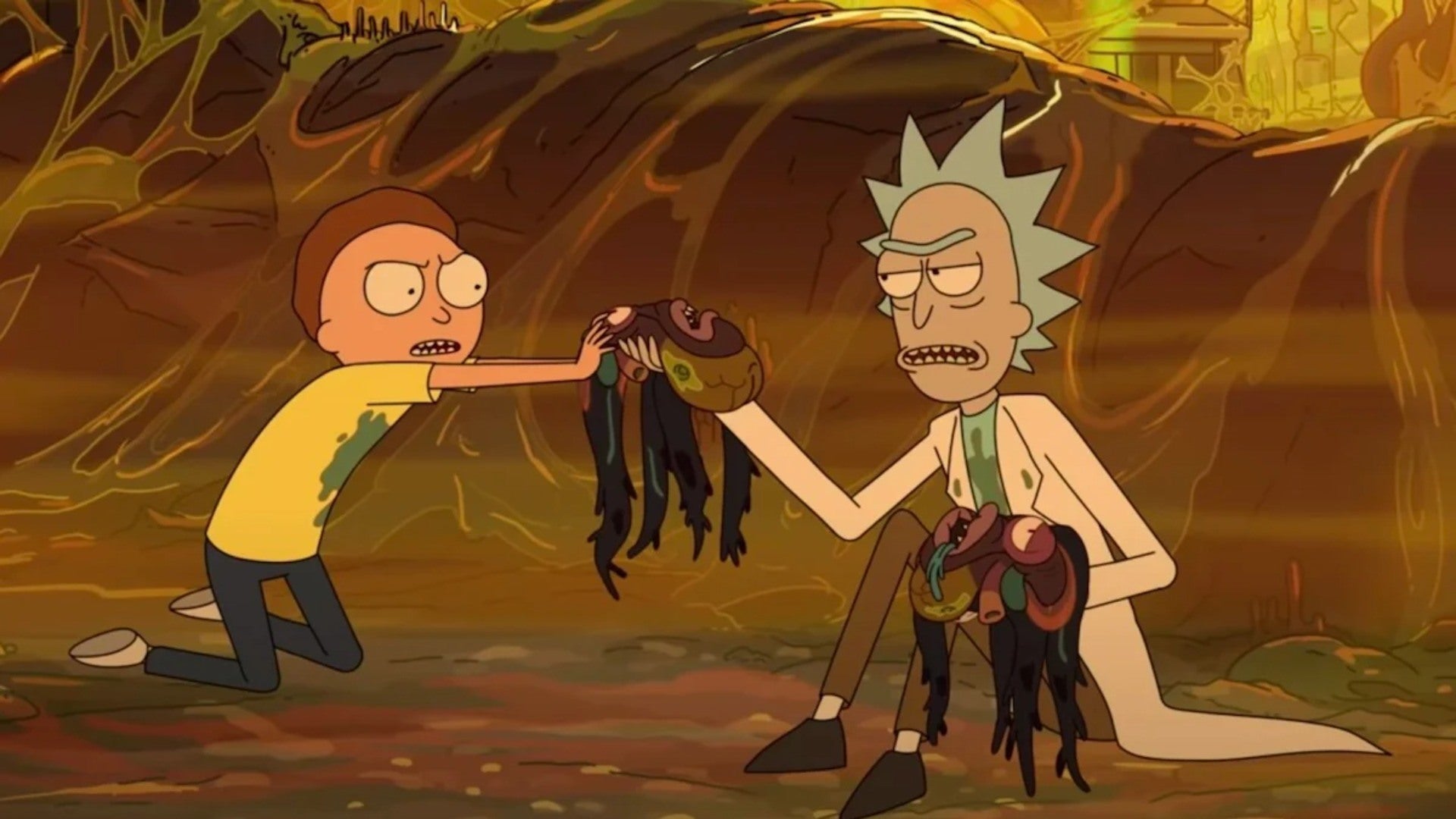 Morty And Rick Fighting With Aliens Wallpapers