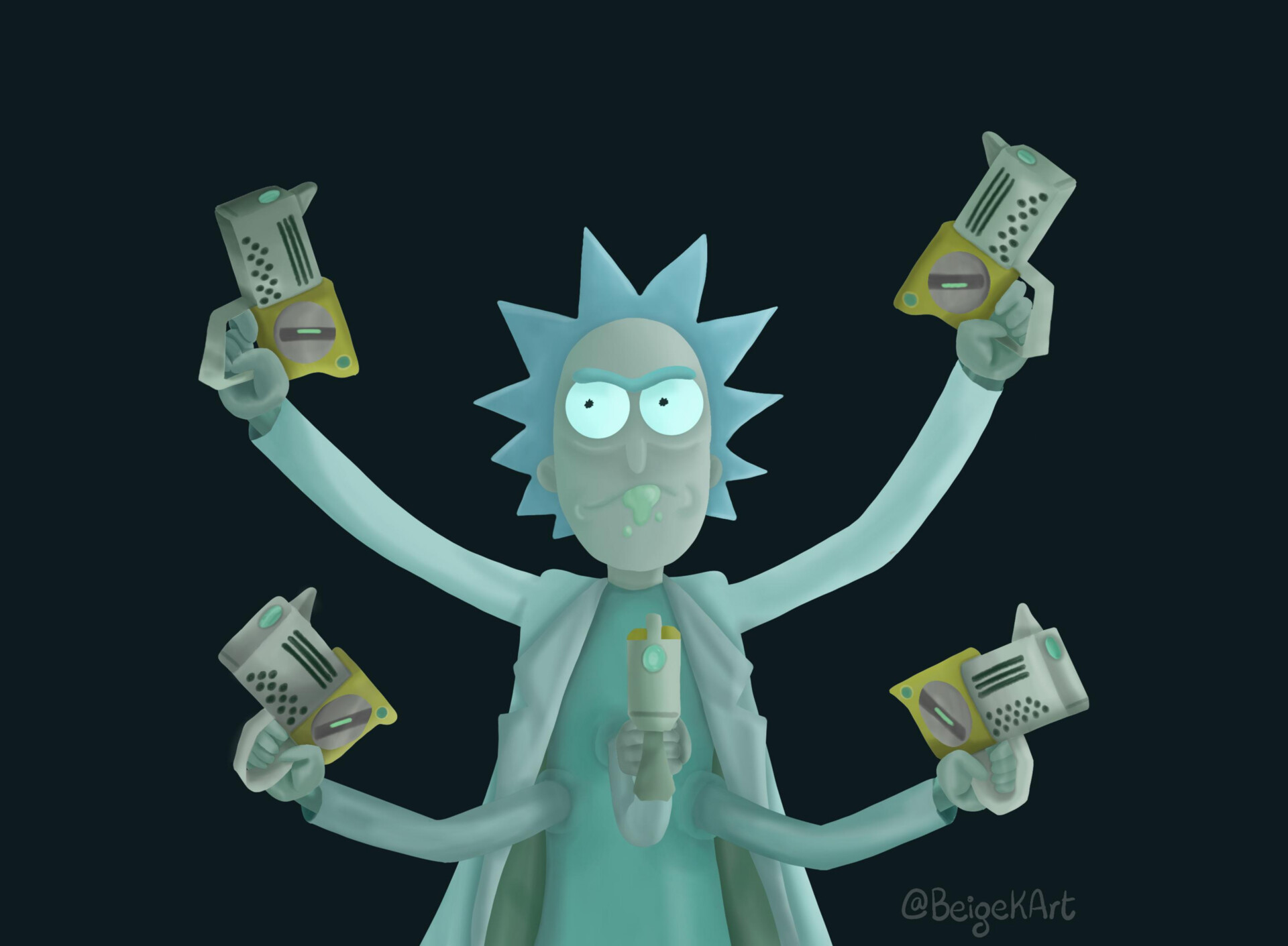 rick and morty middle finger drawing