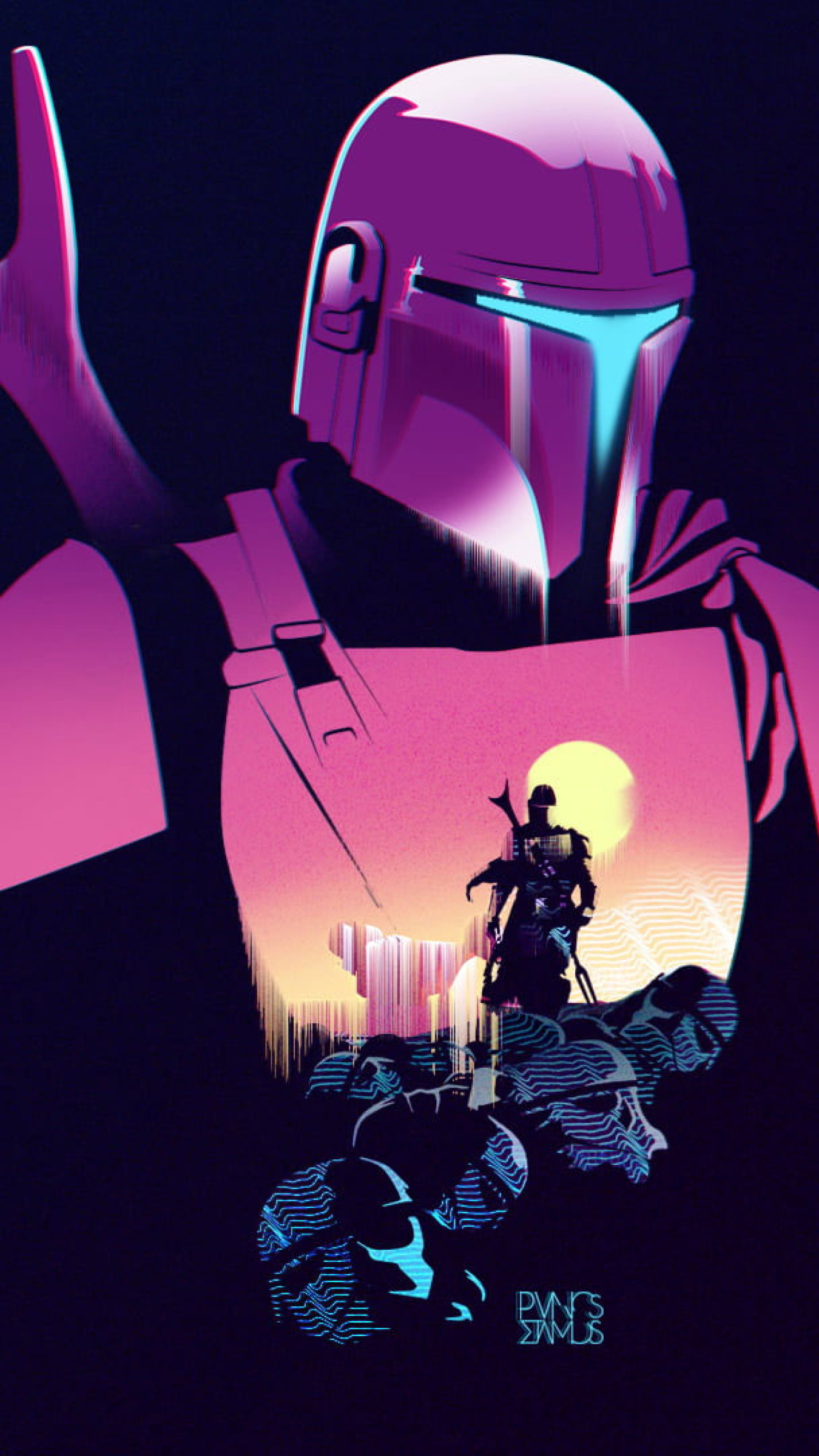 Star Wars The Mandalorian 4K Vaporwave Wallpapers