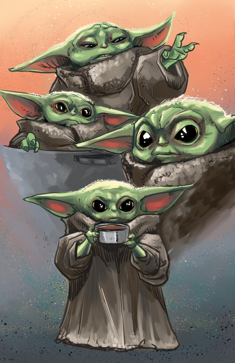 The Mandalorian And Baby Yoda Art Wallpapers