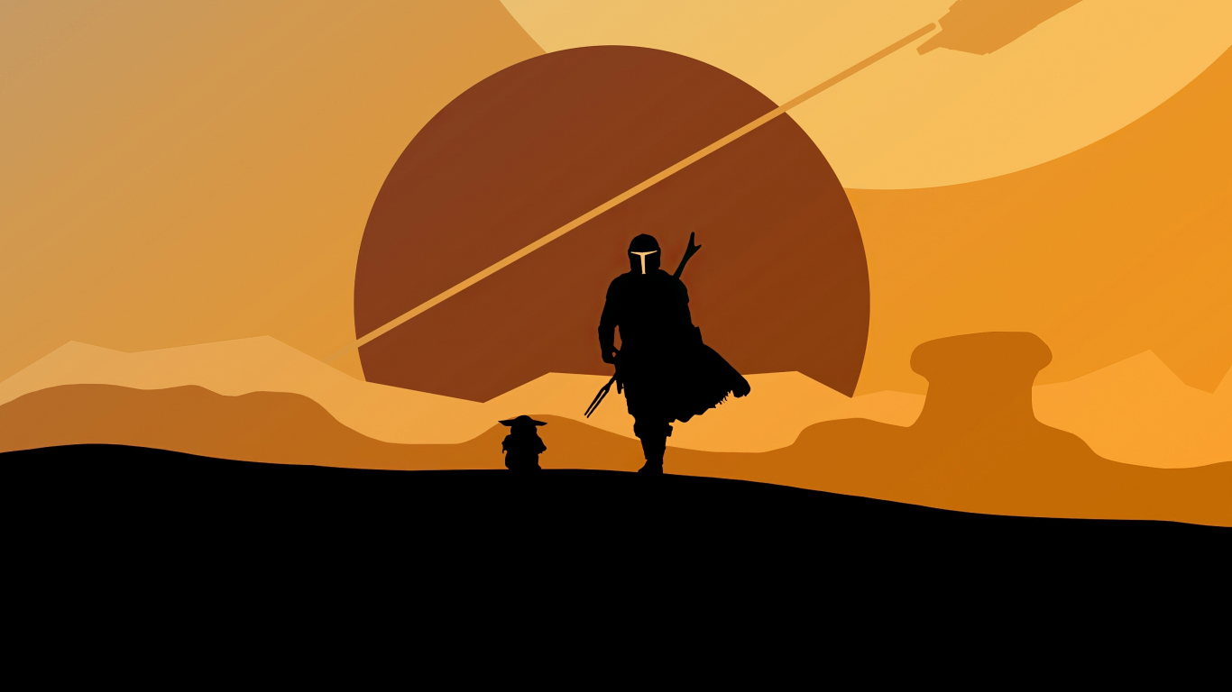 The Mandalorian Retrowave Minimalist Wallpapers