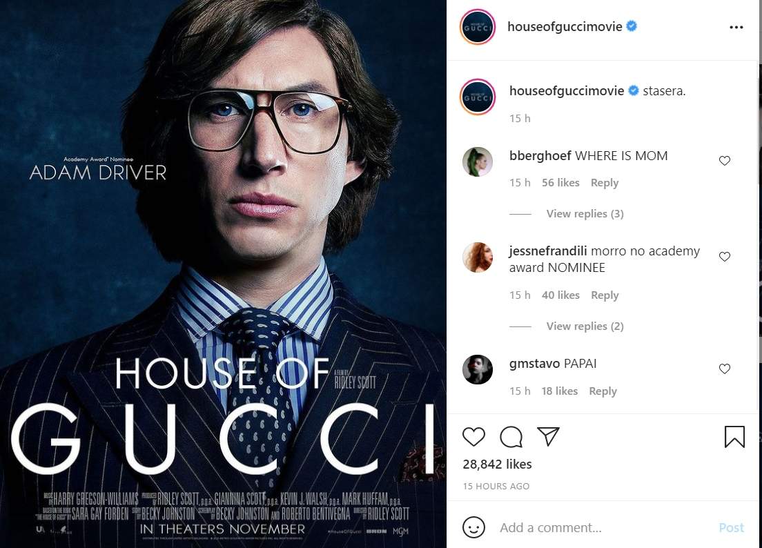 Adam Driver House Of Gucci Poster Wallpapers