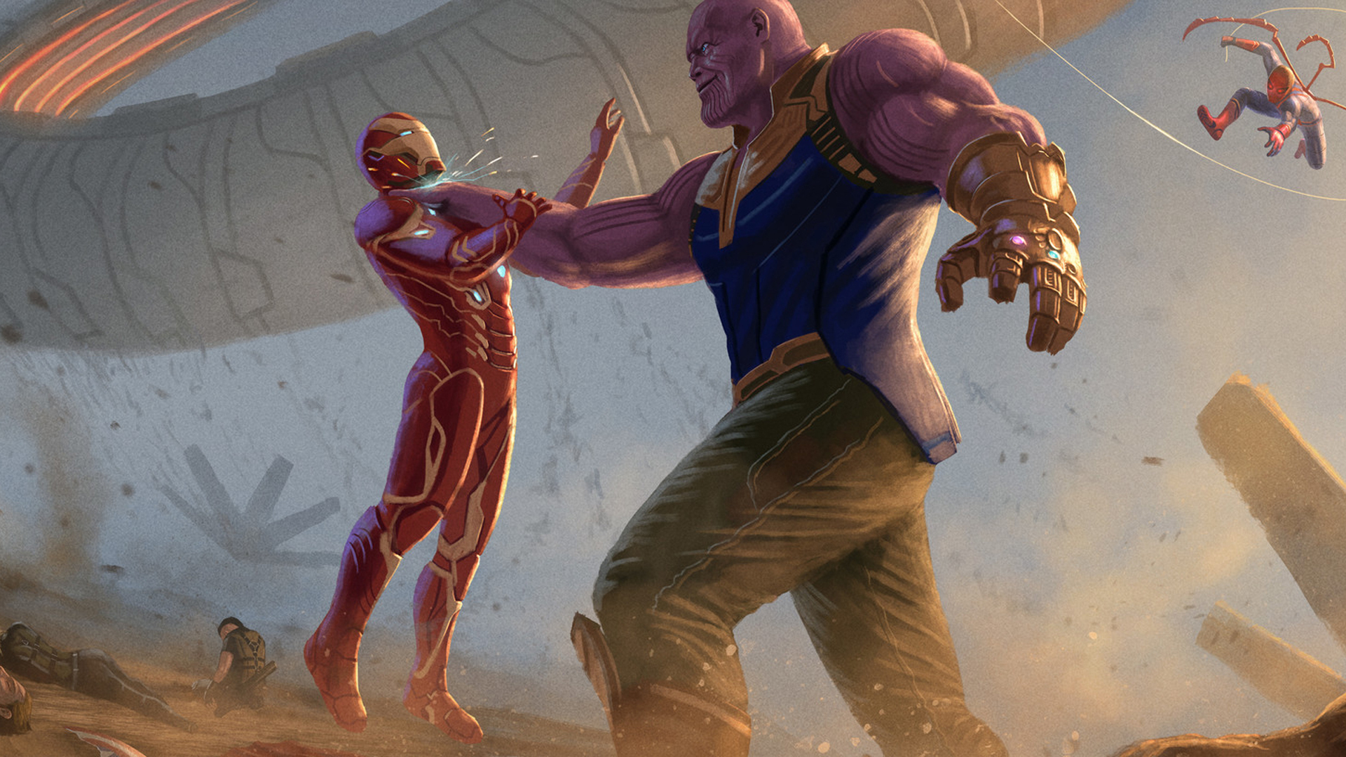 All The Avengers Fighting Thanos - Avengers Infinity War Artwork Wallpapers