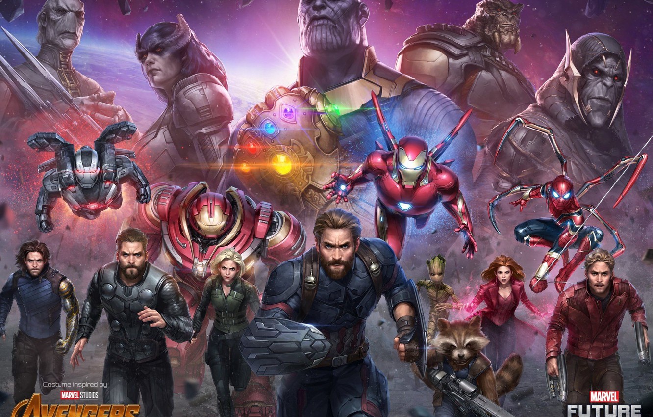 All The Avengers Fighting Thanos - Avengers Infinity War Artwork Wallpapers