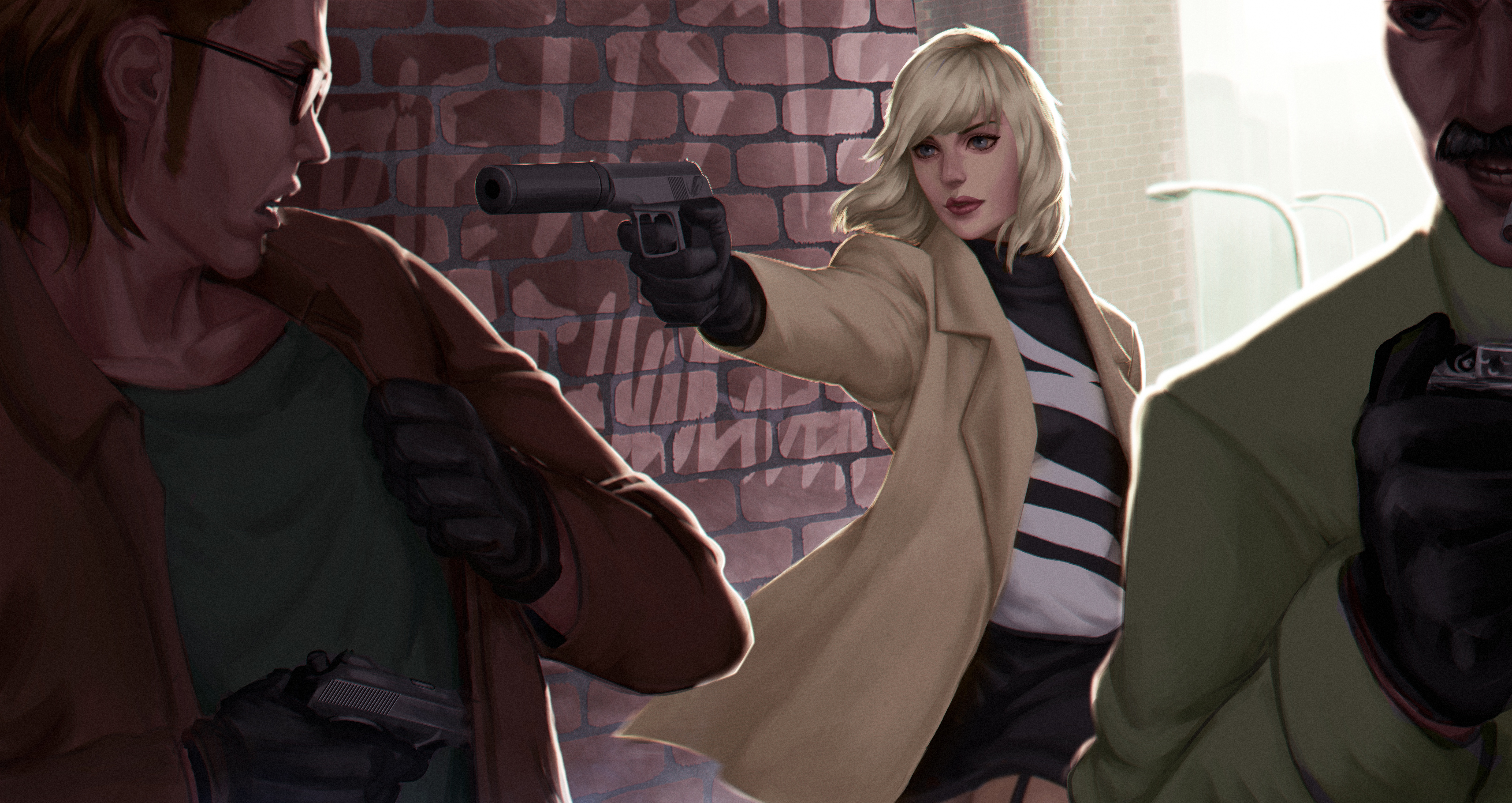 Atomic Blonde Warrior Woman Art Wallpapers