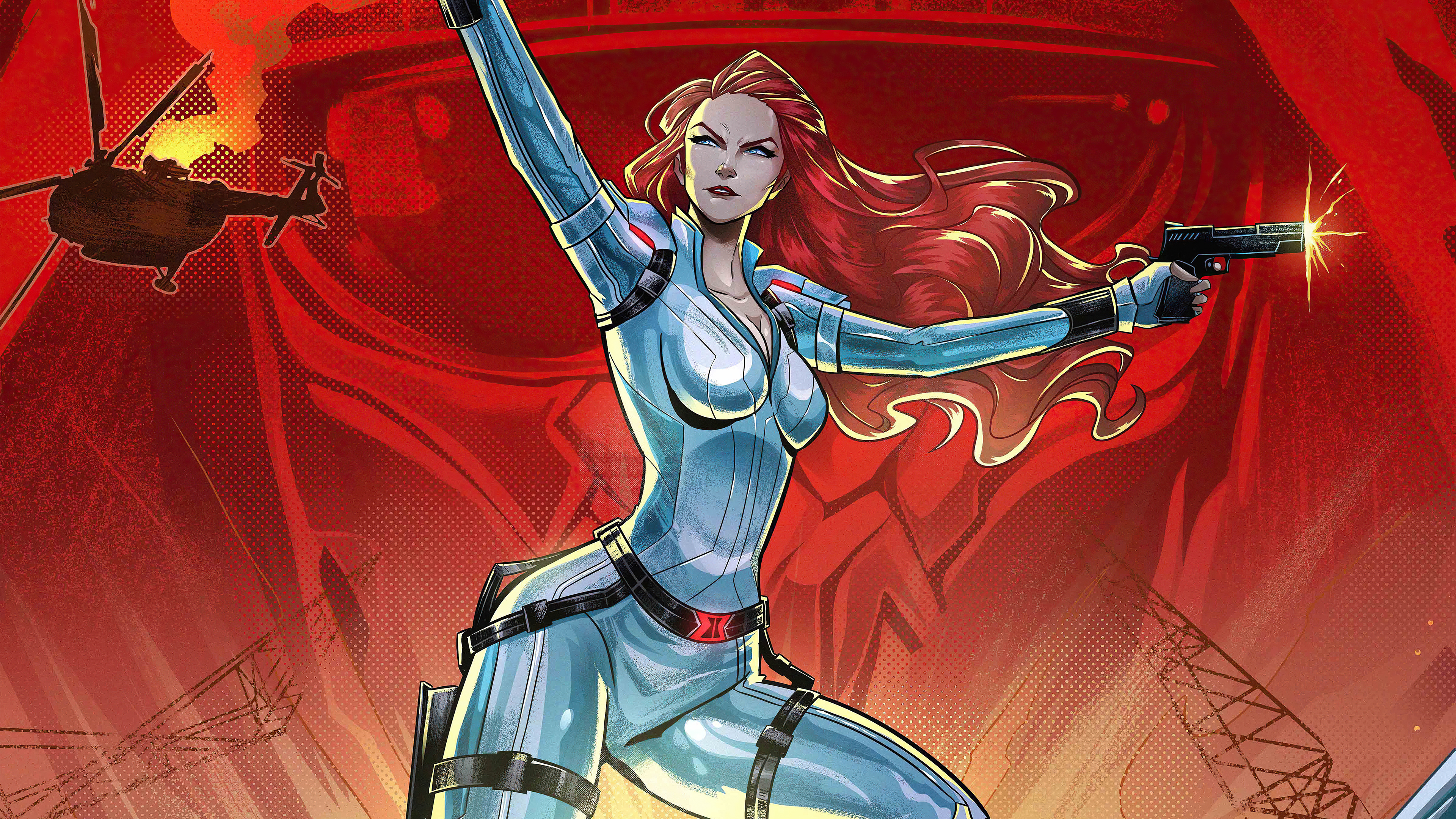 Black Widow 2020 White Suit Wallpapers