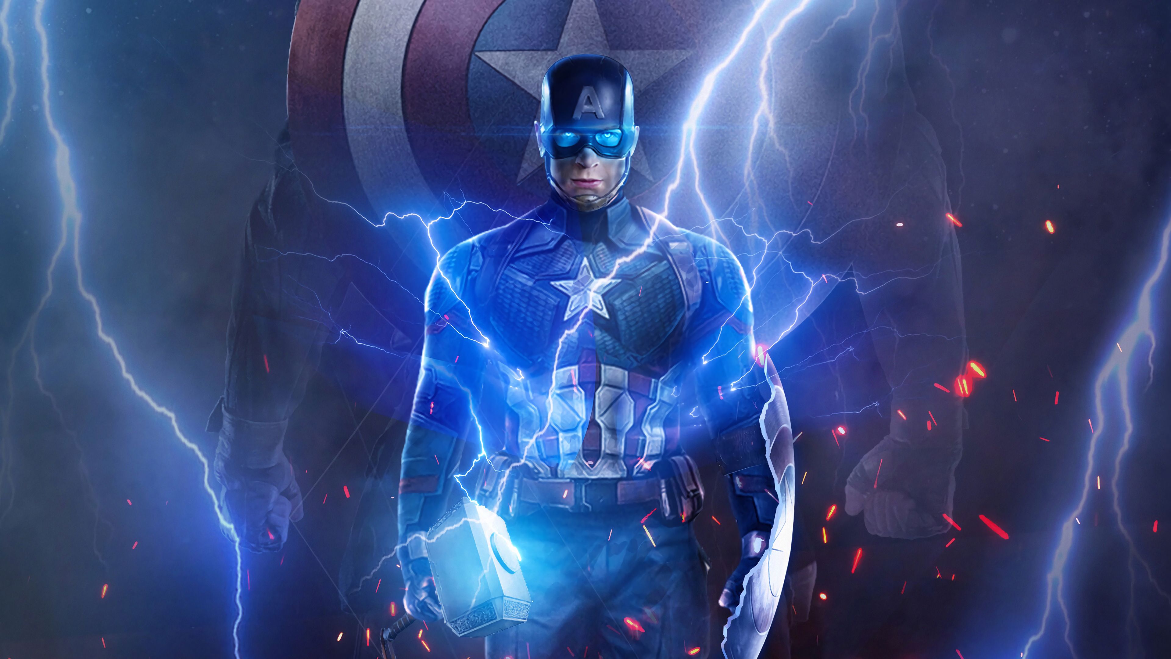 Captain America Holding Thor'S Hammer Wallpapers