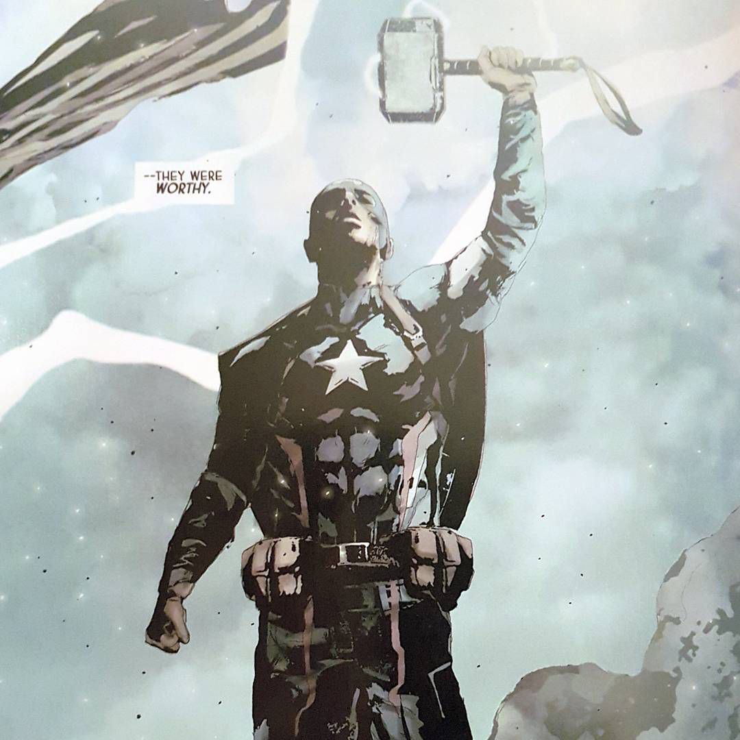 Captain America Holding Thor'S Hammer Wallpapers