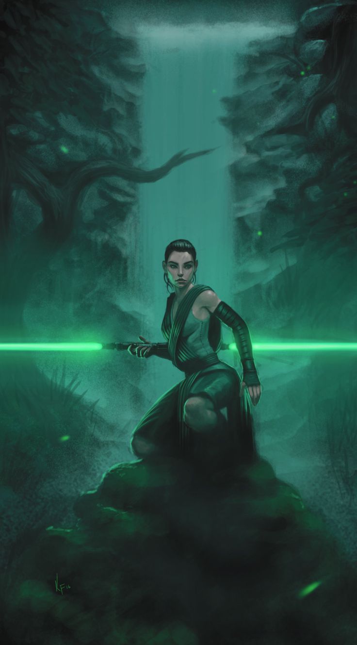 Dark Side Rey And Double Bladed Lightsaber Wallpapers