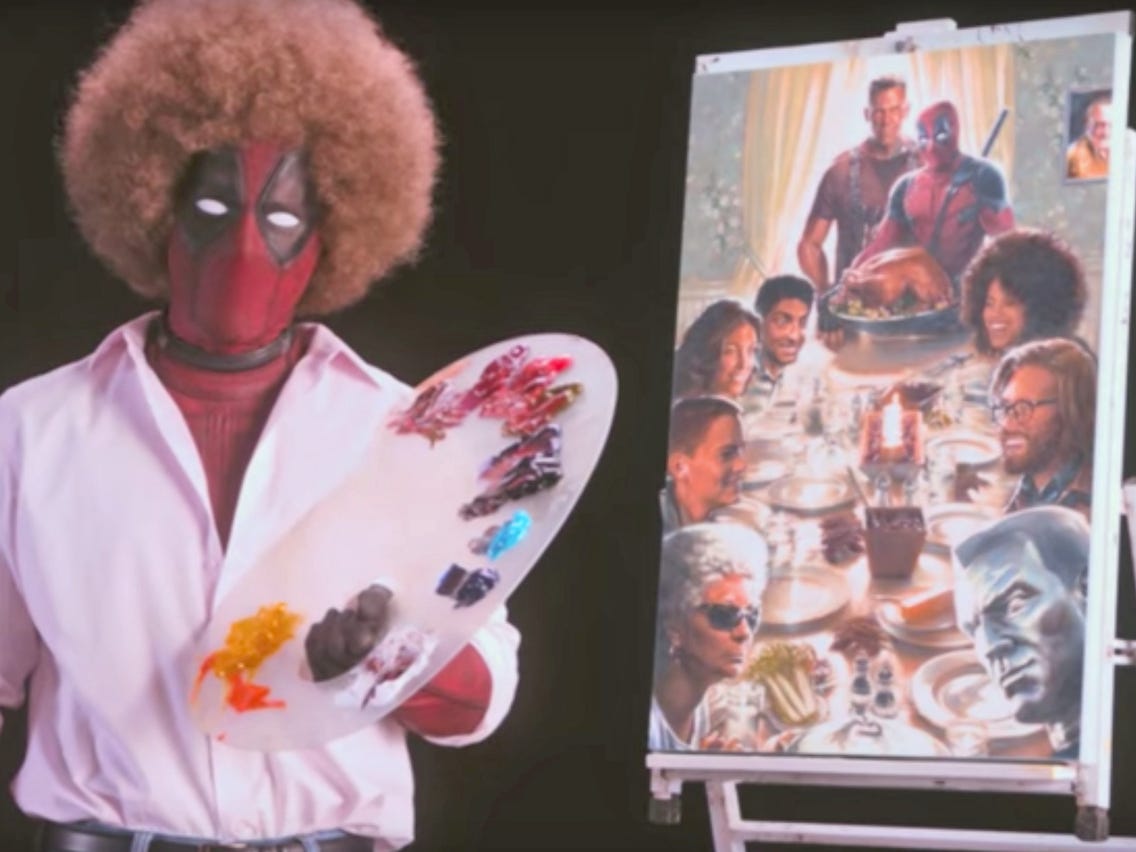 Deadpool 2 Ryan Reynolds As Bob Ross Painting In Afro Hair Wallpapers