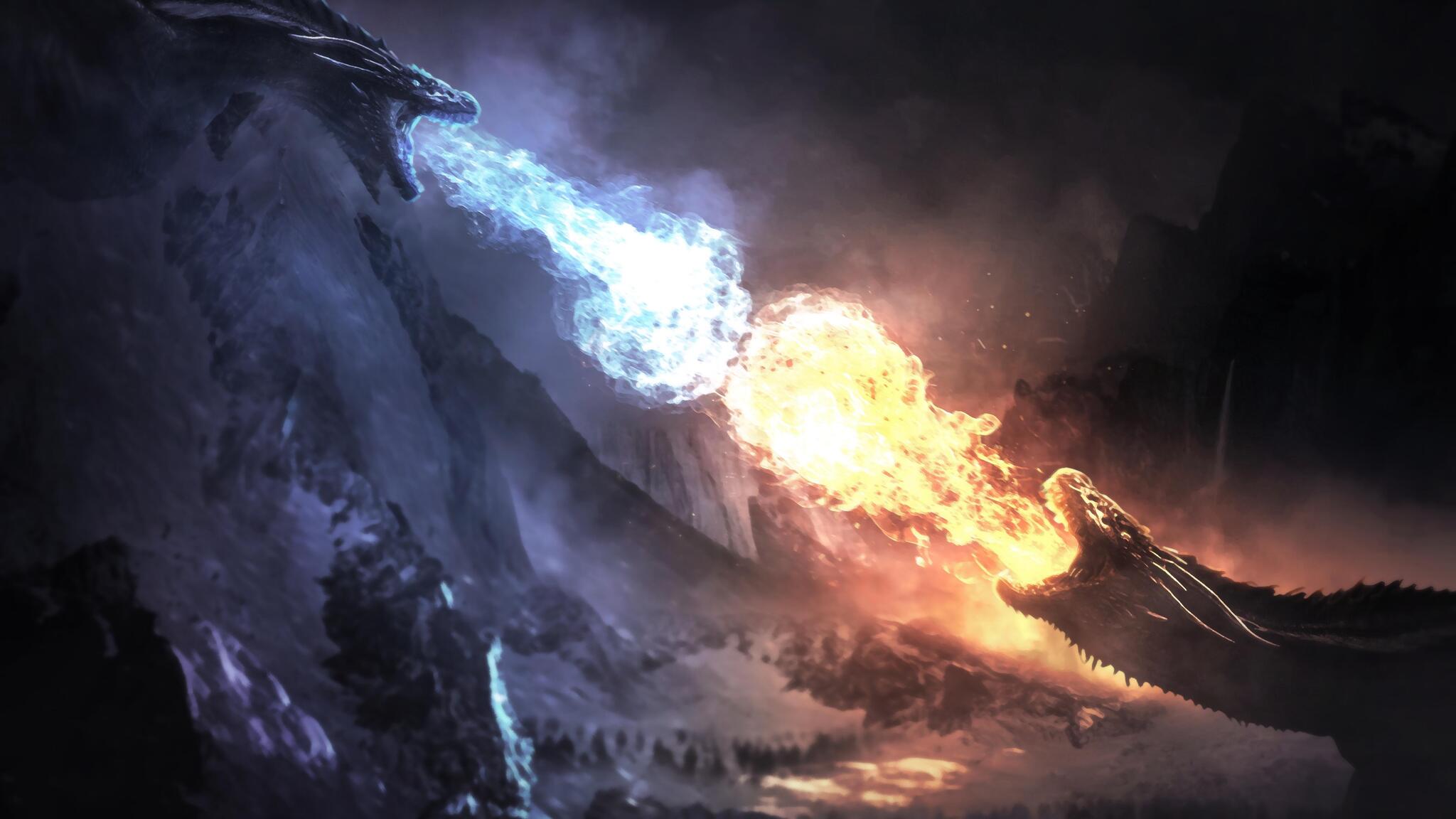 Dragon Battle Fire Vs Ice Game Of Thrones Wallpapers