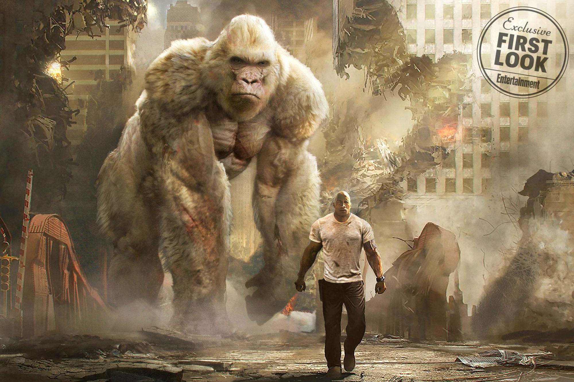 Dwayne Johnson And Naomie Harris In Rampage 2017 Wallpapers