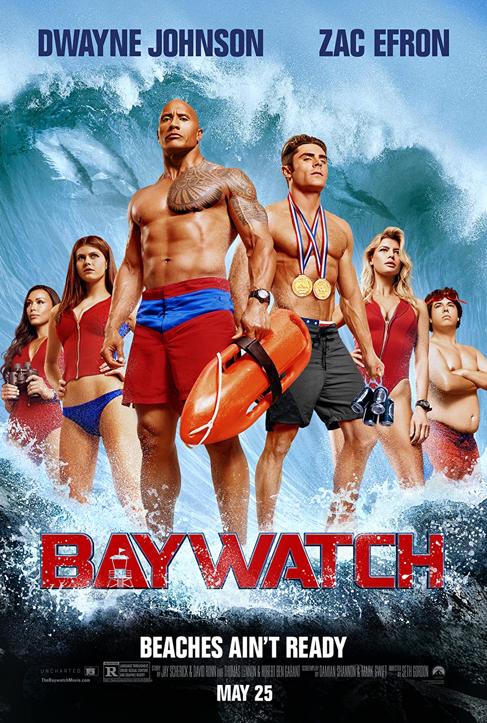 Dwayne Johnson And Zac Efron In Baywatch Wallpapers