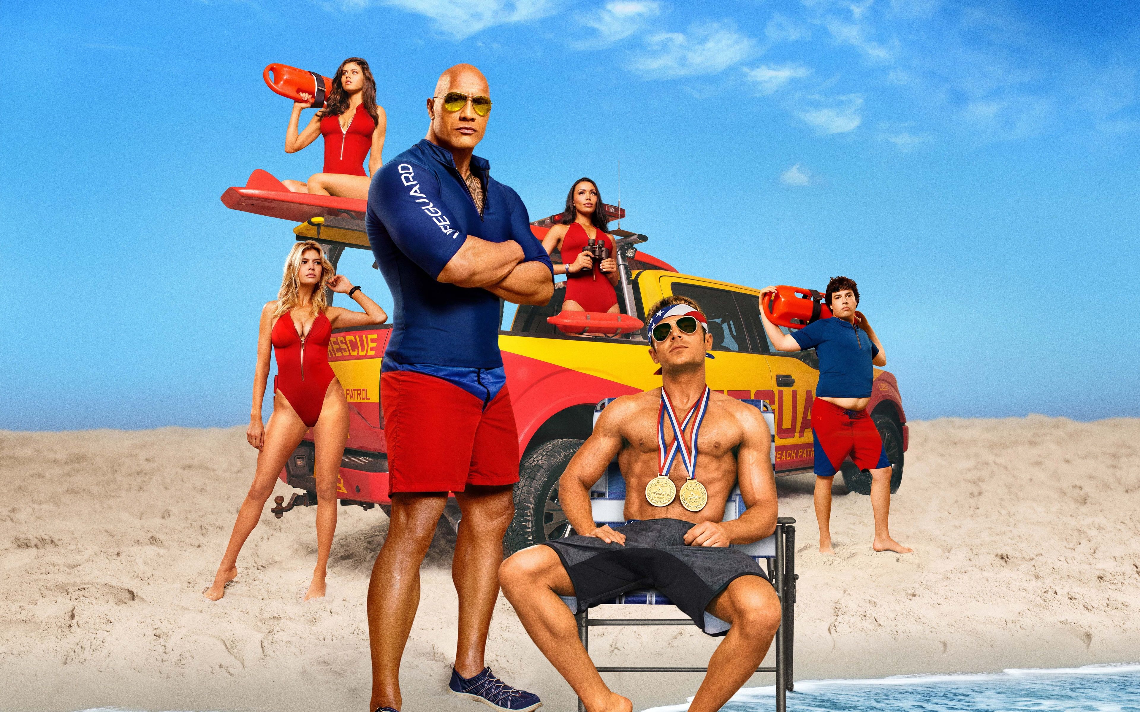 Dwayne 'The Rock' Johnson And Zac Efron In Baywatch Movie Wallpapers