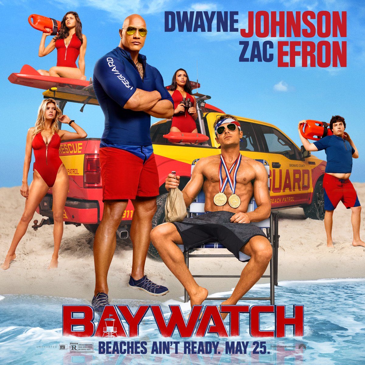 Dwayne 'The Rock' Johnson And Zac Efron In Baywatch Movie Wallpapers