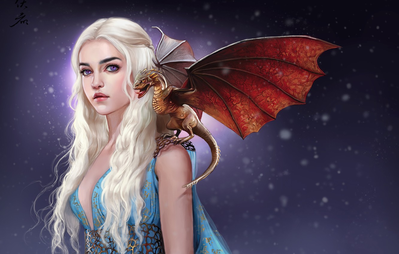 Game Of Thrones Dragon Girl Daenerys Targaryen Art Wallpapers