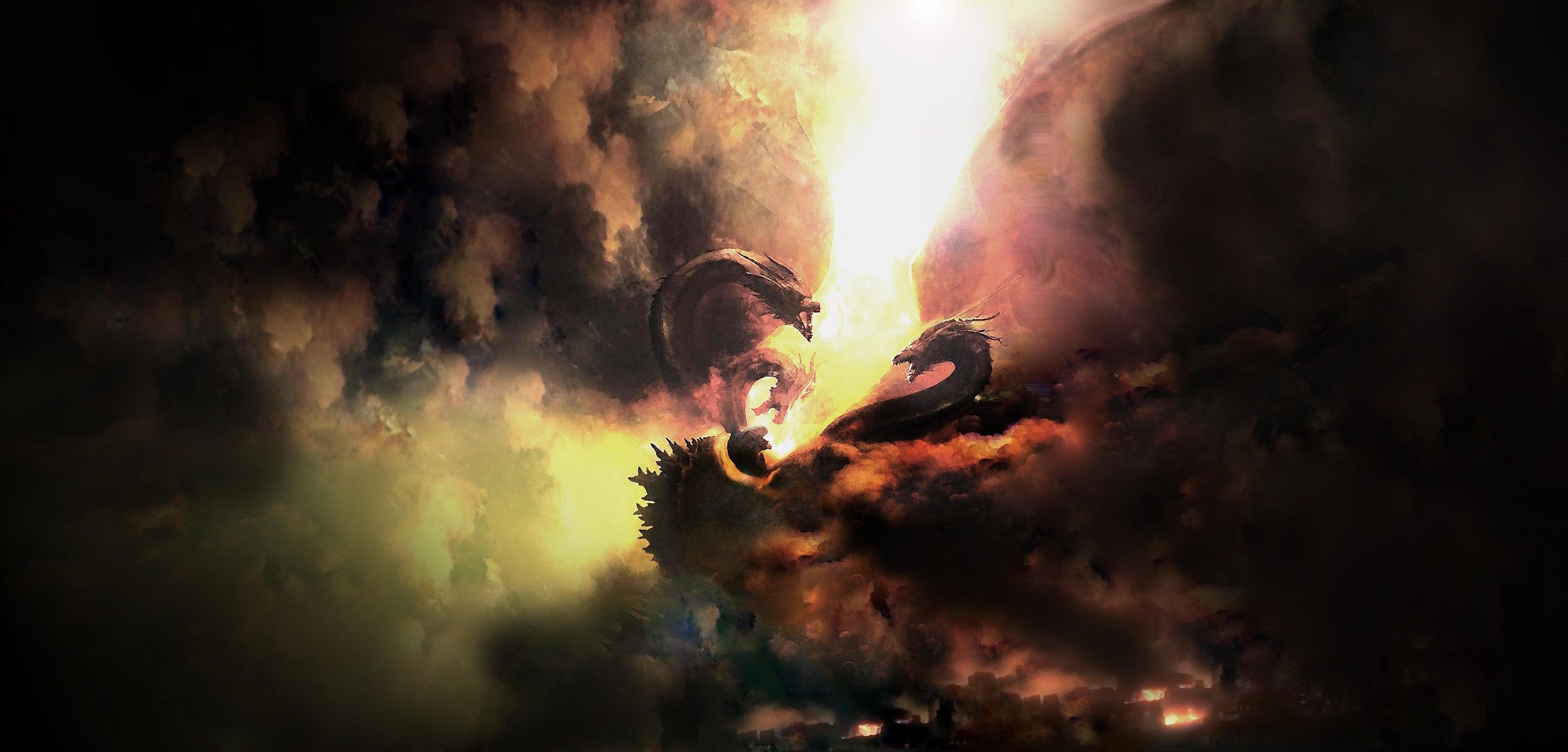 Godzilla Vs King Ghidorah In Godzilla King Of The Monsters Wallpapers