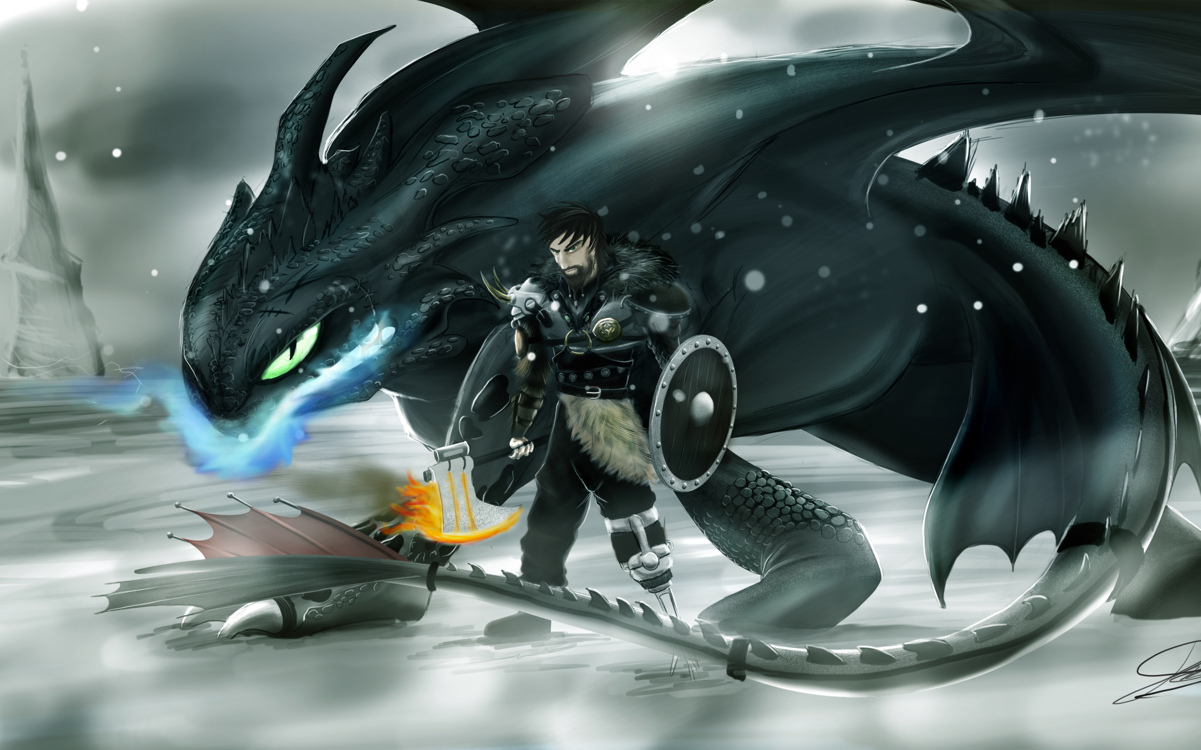 Hiccup And Toothless Artwork Wallpapers