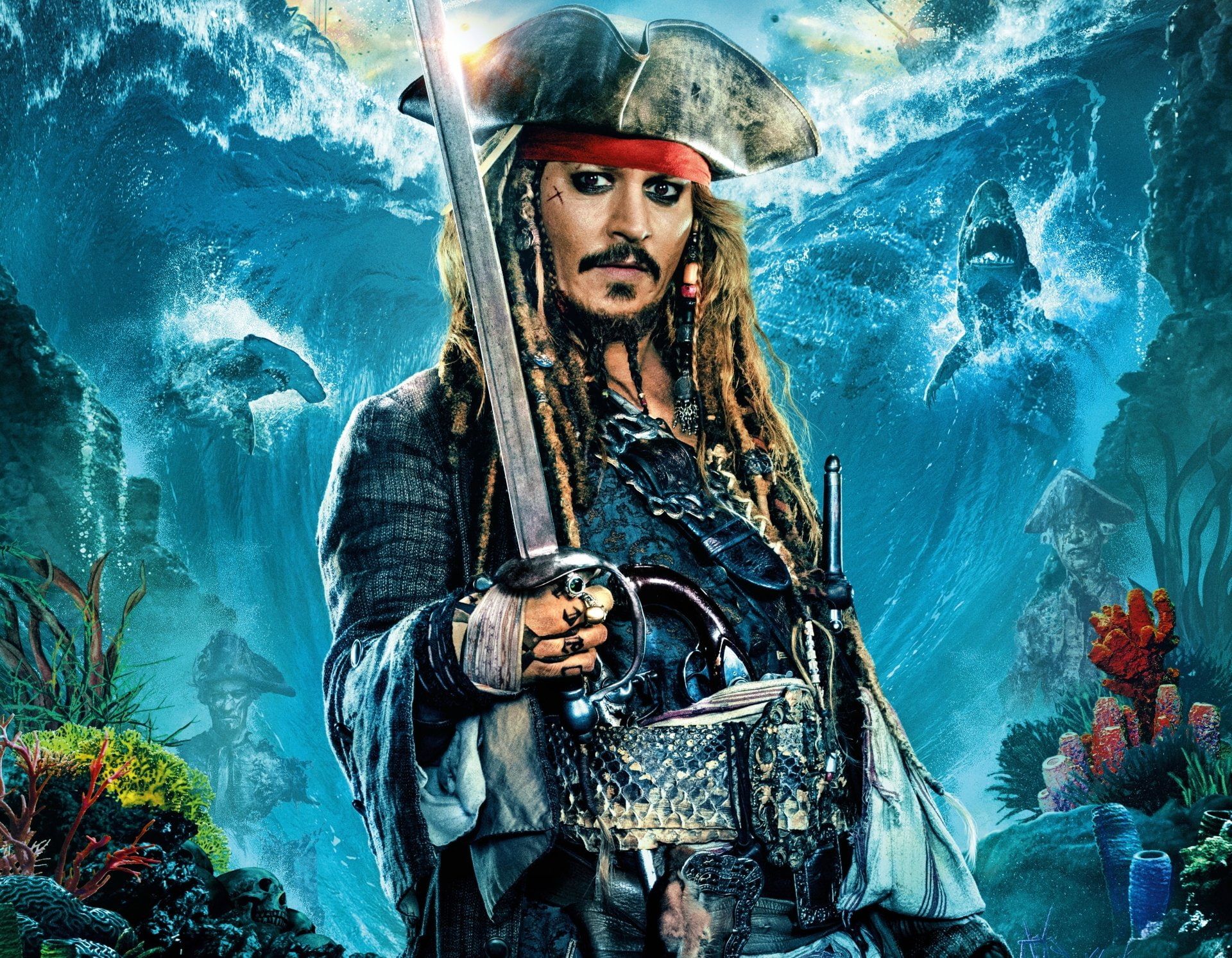 Johnny Depp As Jack Sparrow In Pirates Of The Caribbean Dead Men Tell No Tales Wallpapers