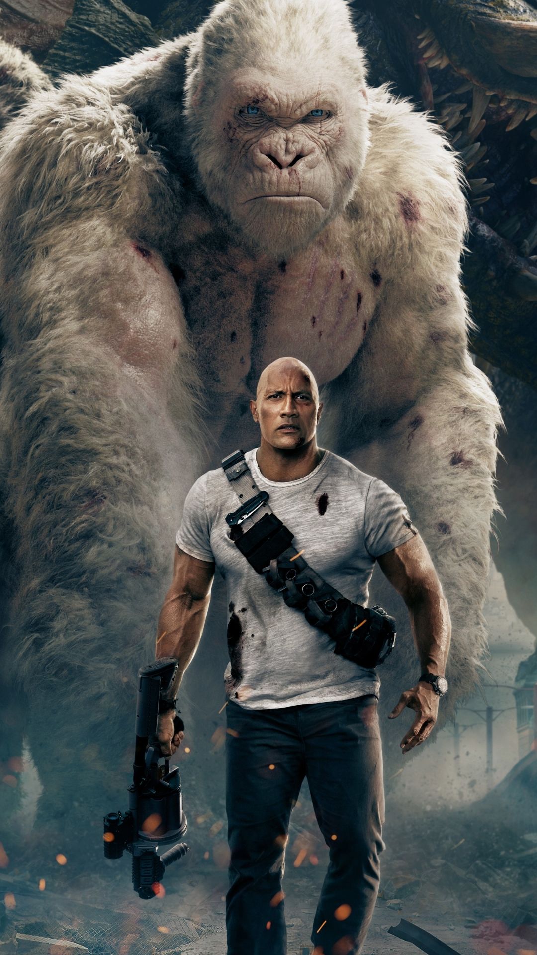 Rampage Dwayne Johnson, George The Giant Gorilla And Dinosaur Wallpapers