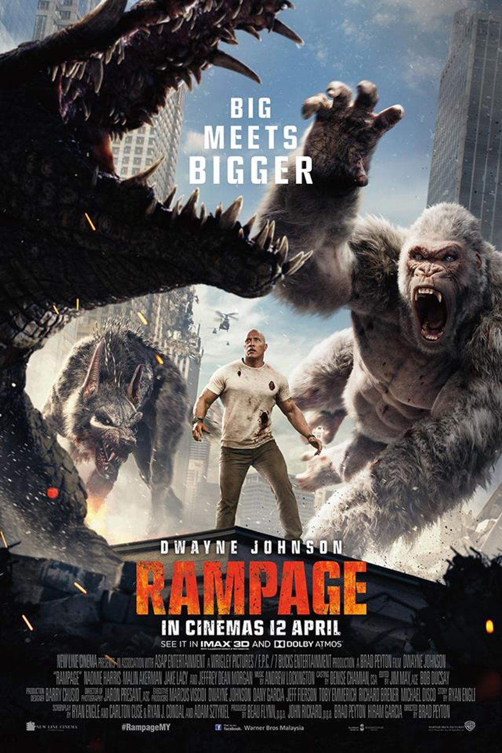 Rampage Dwayne Johnson, George The Giant Gorilla And Dinosaur Wallpapers