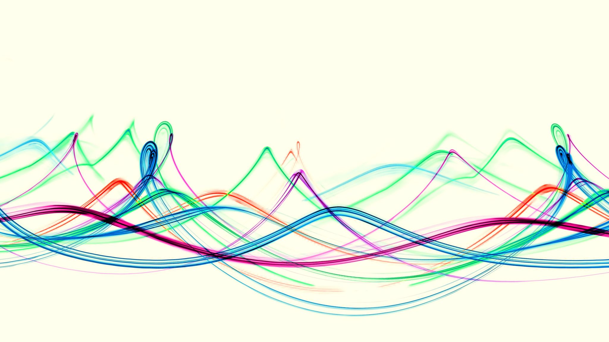 Цветные линии. Разноцветные линии на белом фоне. Графические линии. Разноцветные хаотичные линии. Цветные кривые линии.