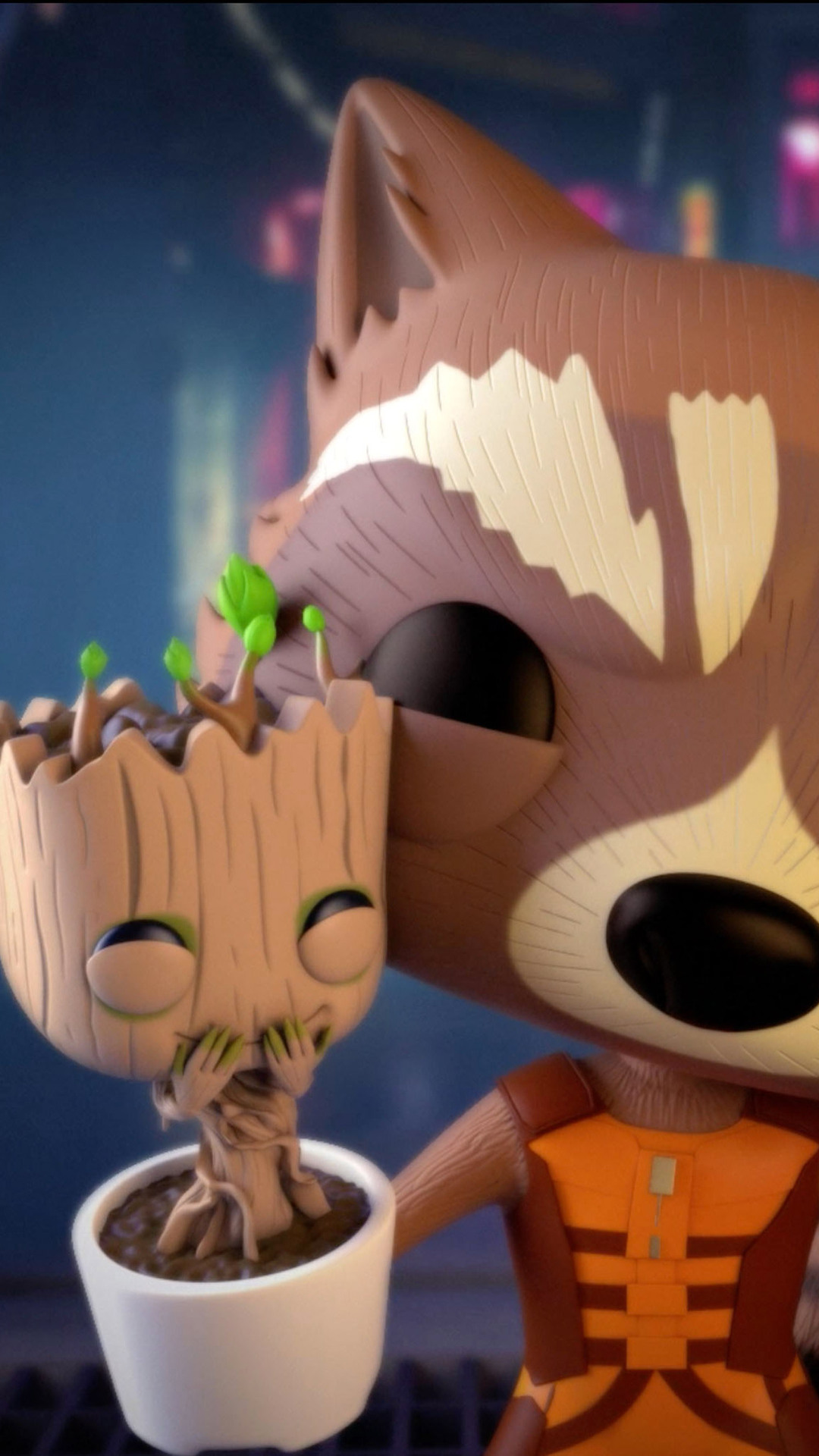 Rocket And Baby Groot Bait And Switch Wallpapers