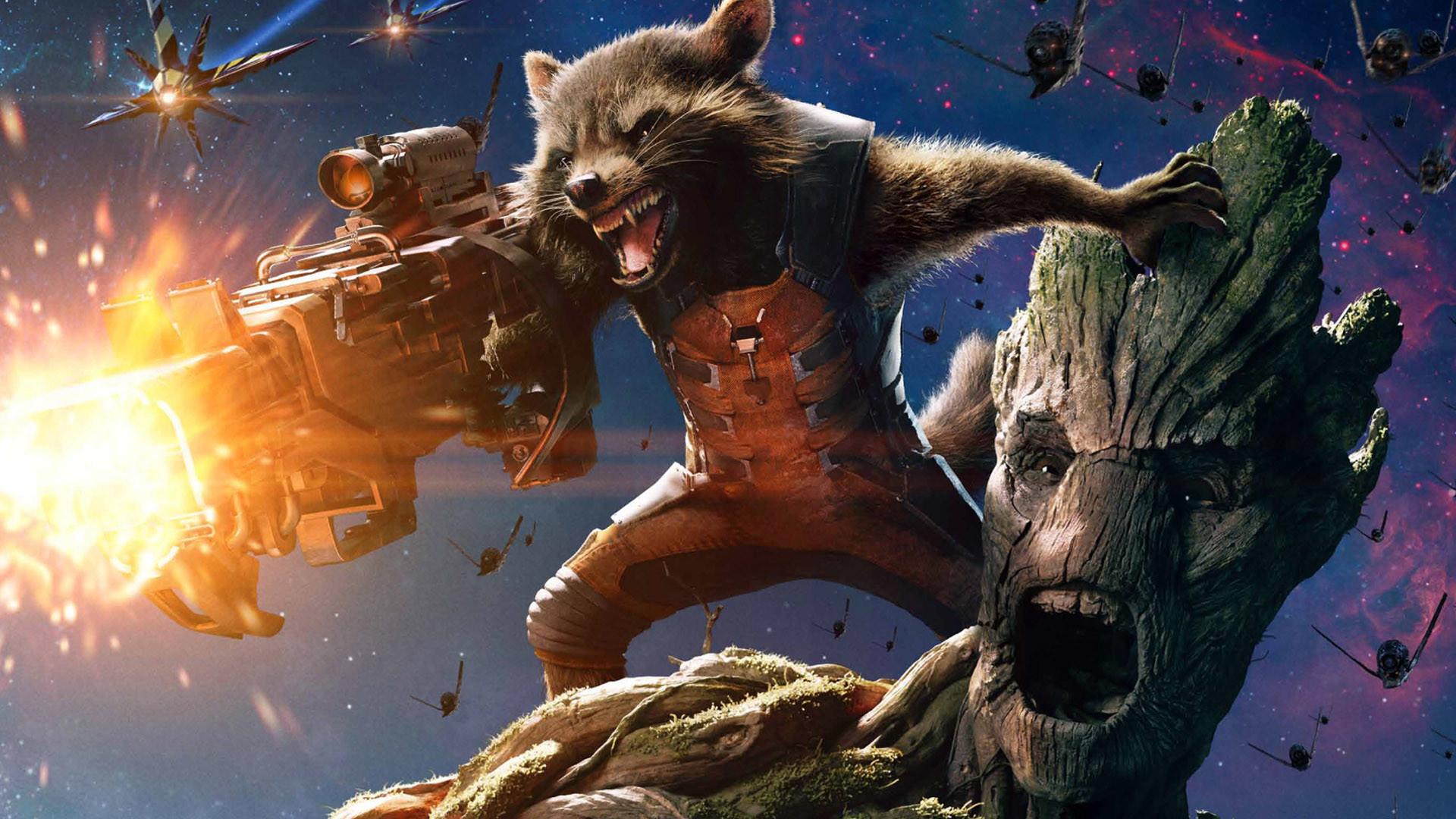 Rocket And Baby Groot Bait And Switch Wallpapers