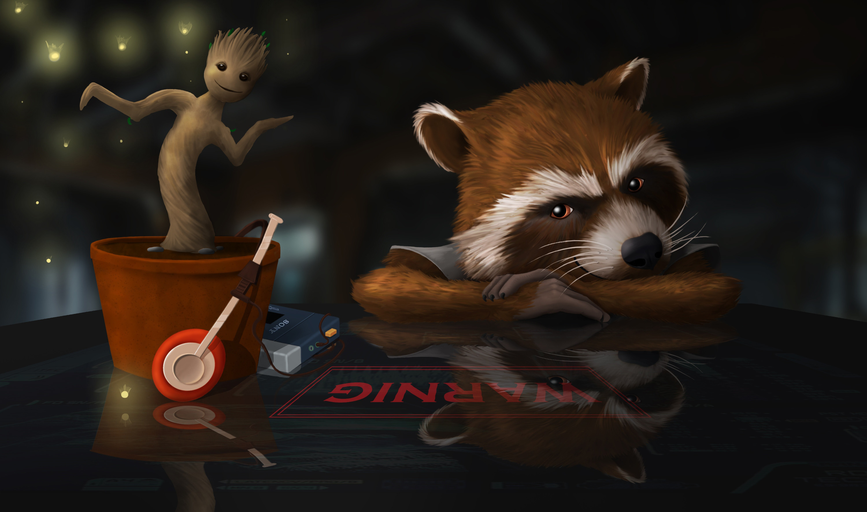 Rocket And Baby Groot Bait And Switch Wallpapers