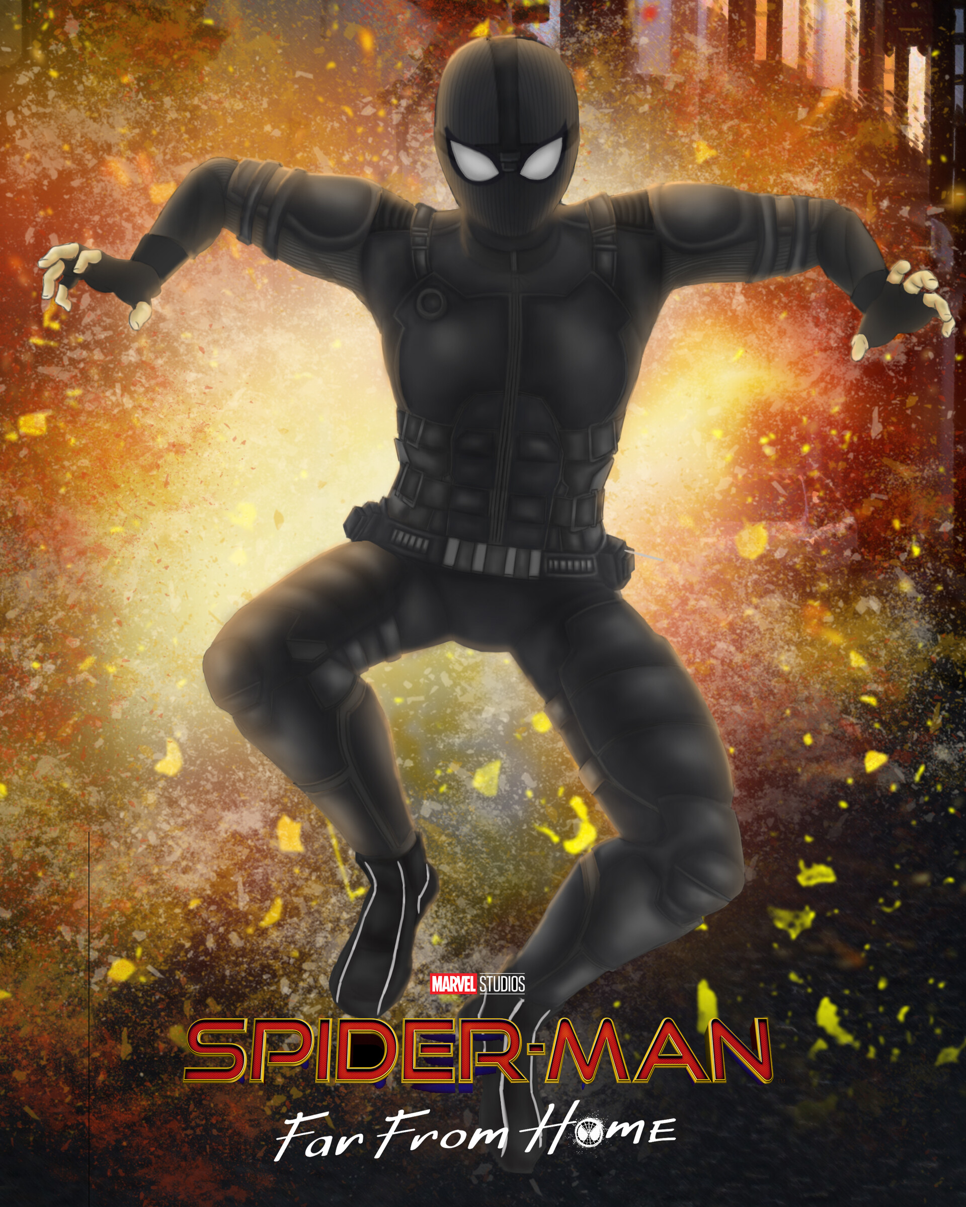 Spidey Stealth Black Suit In Spider Man Far From Home Wallpapers