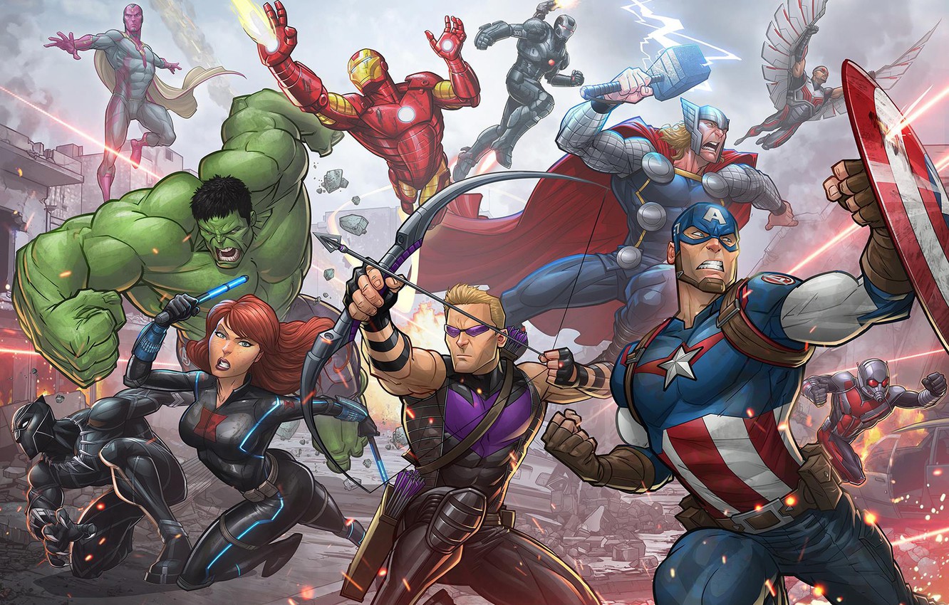 The Avengers Art Captain America, Iron Man, Thor, Black Widow And Hulk Wallpapers