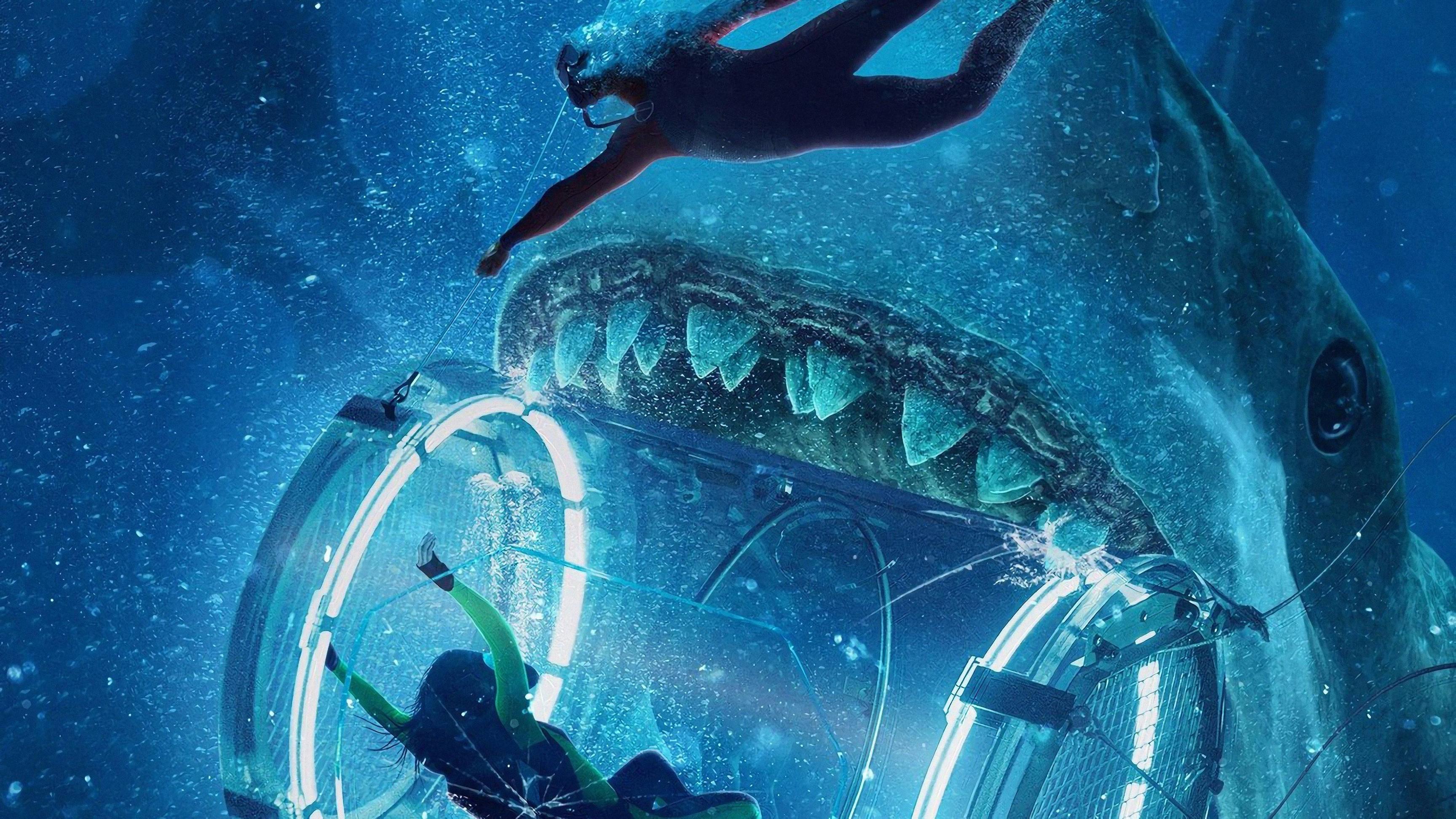 The Meg Sharks And Diver Poster Wallpapers