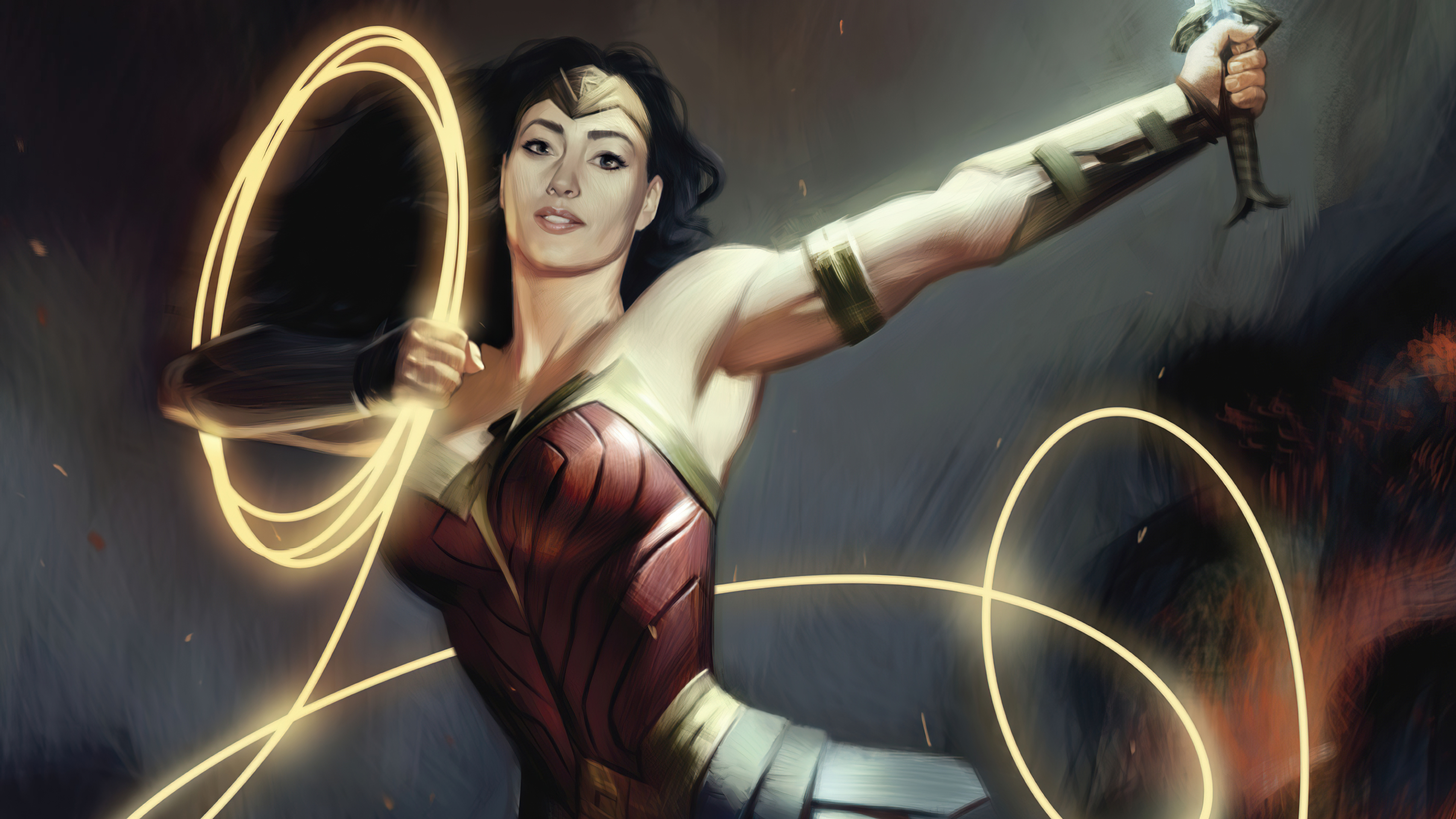 Wonder Woman Poster With Lasso Of Truth Wallpapers