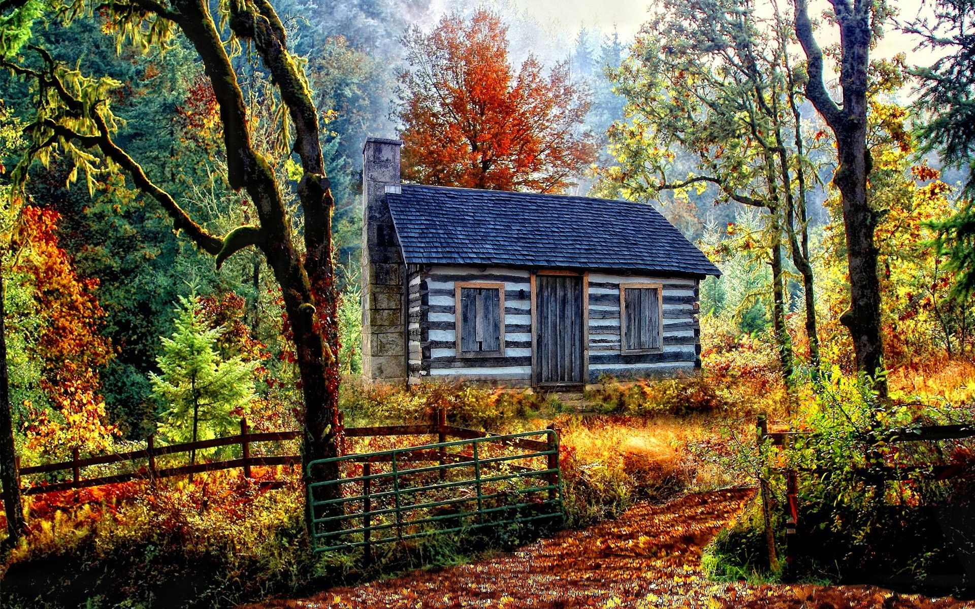 Beautiful Fall Cabin Desktop Wallpapers