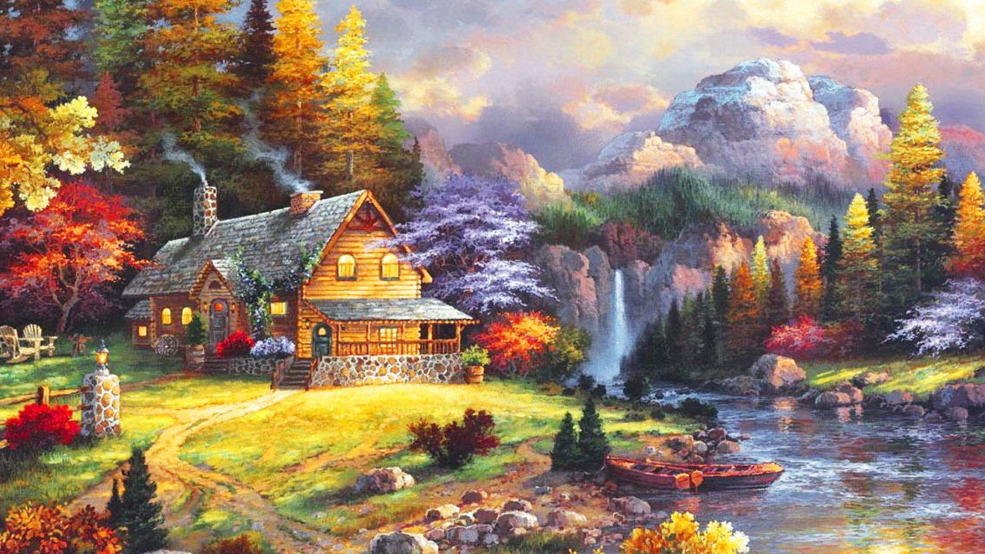 Beautiful Fall Cabin Desktop Wallpapers