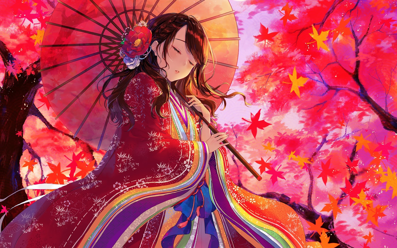 Beautiful Kimono Anime Girl Wallpapers